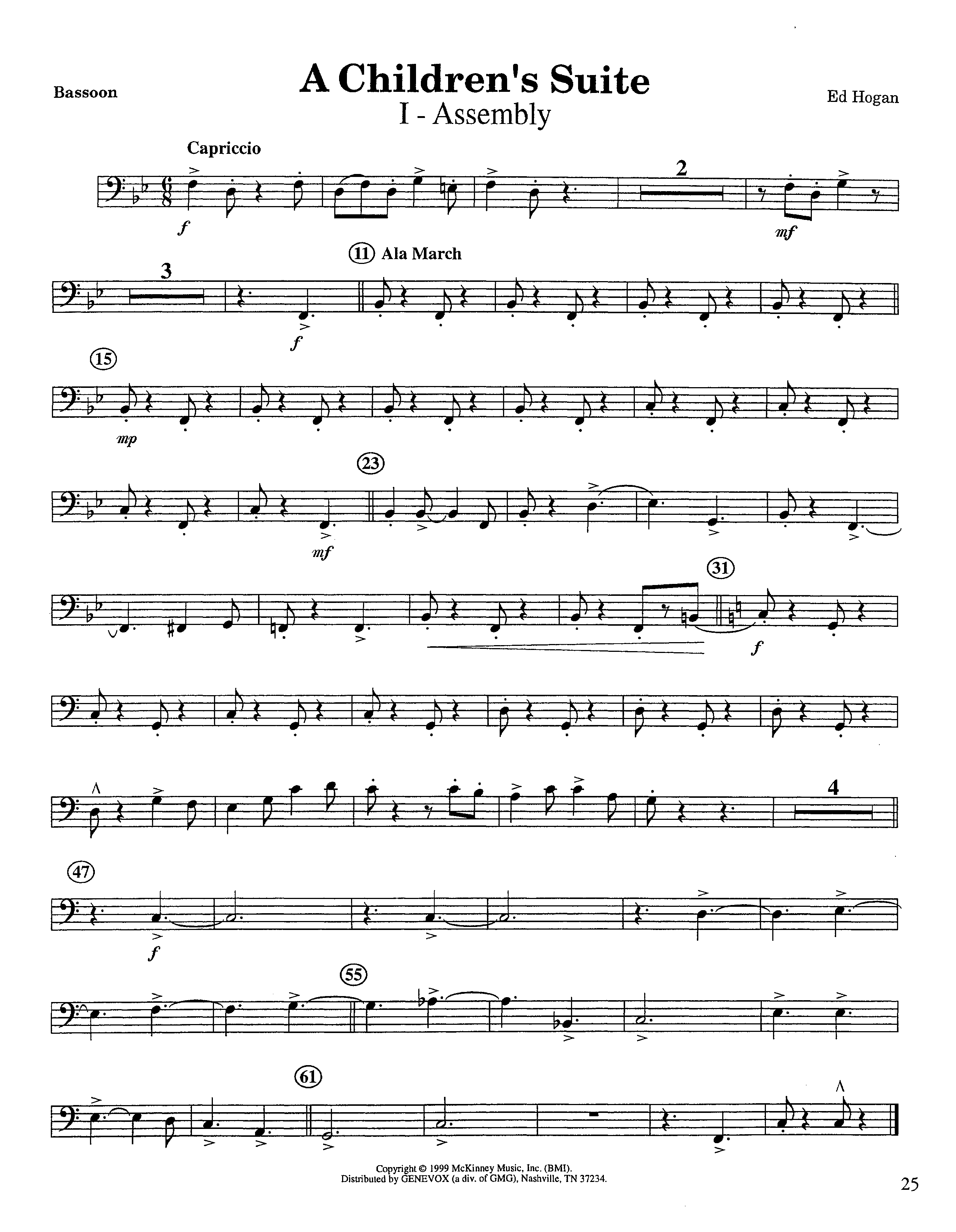 A Children's Suite (Instrumental) Bassoon (Lifeway Worship / Arr. Ed Hogan)