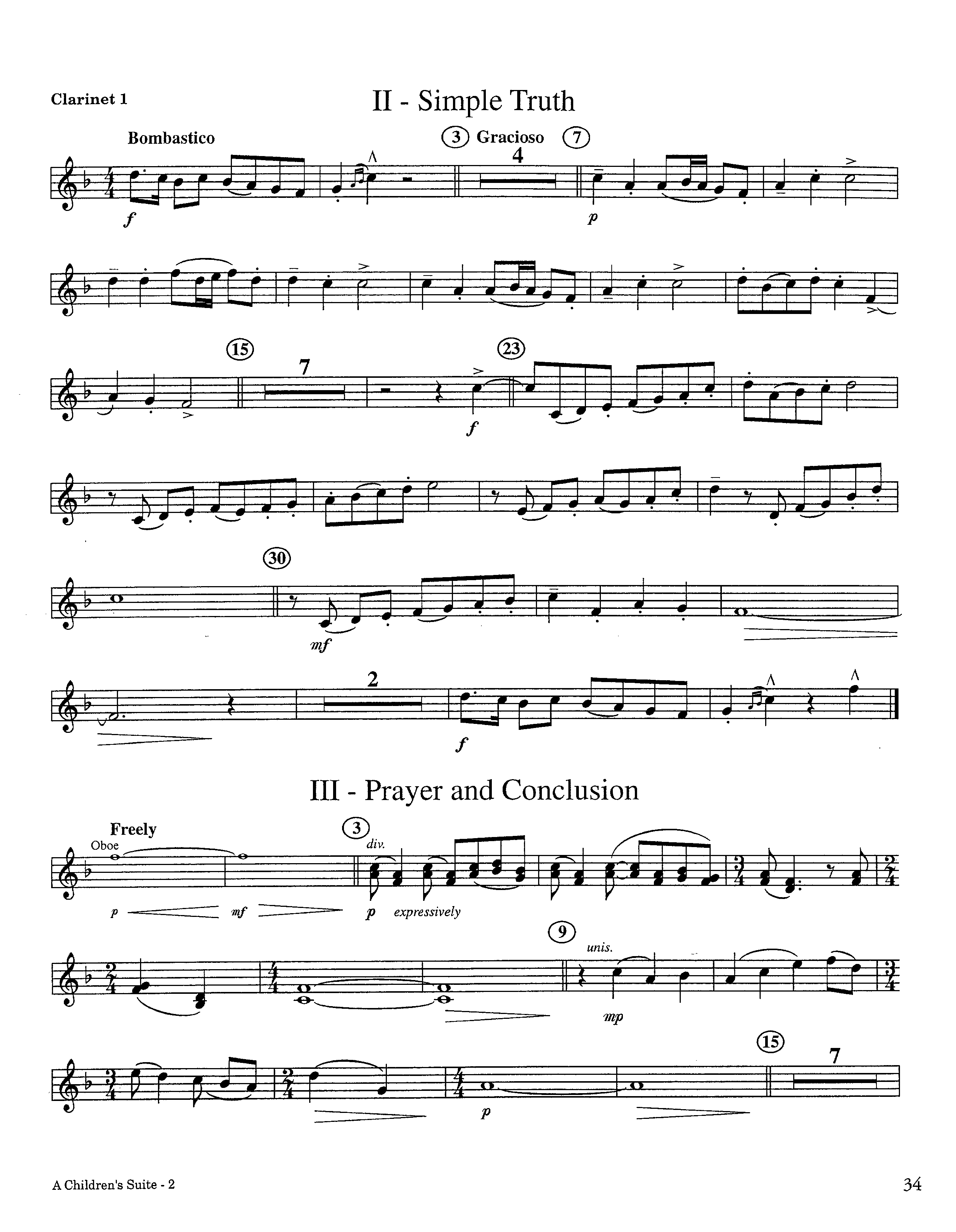 A Children's Suite (Instrumental) Clarinet 1/2 (Lifeway Worship / Arr. Ed Hogan)