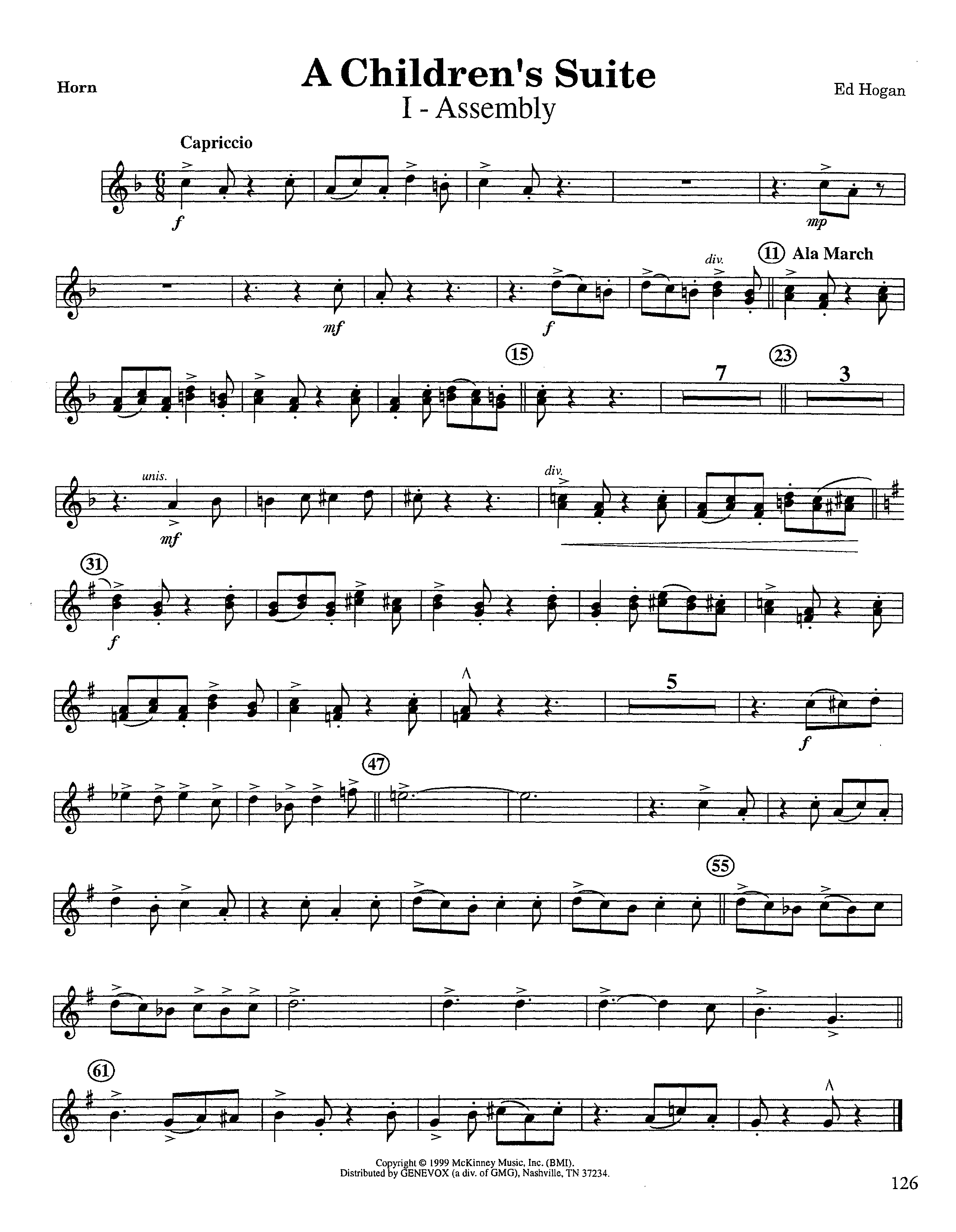 A Children's Suite (Instrumental) French Horn (Lifeway Worship / Arr. Ed Hogan)