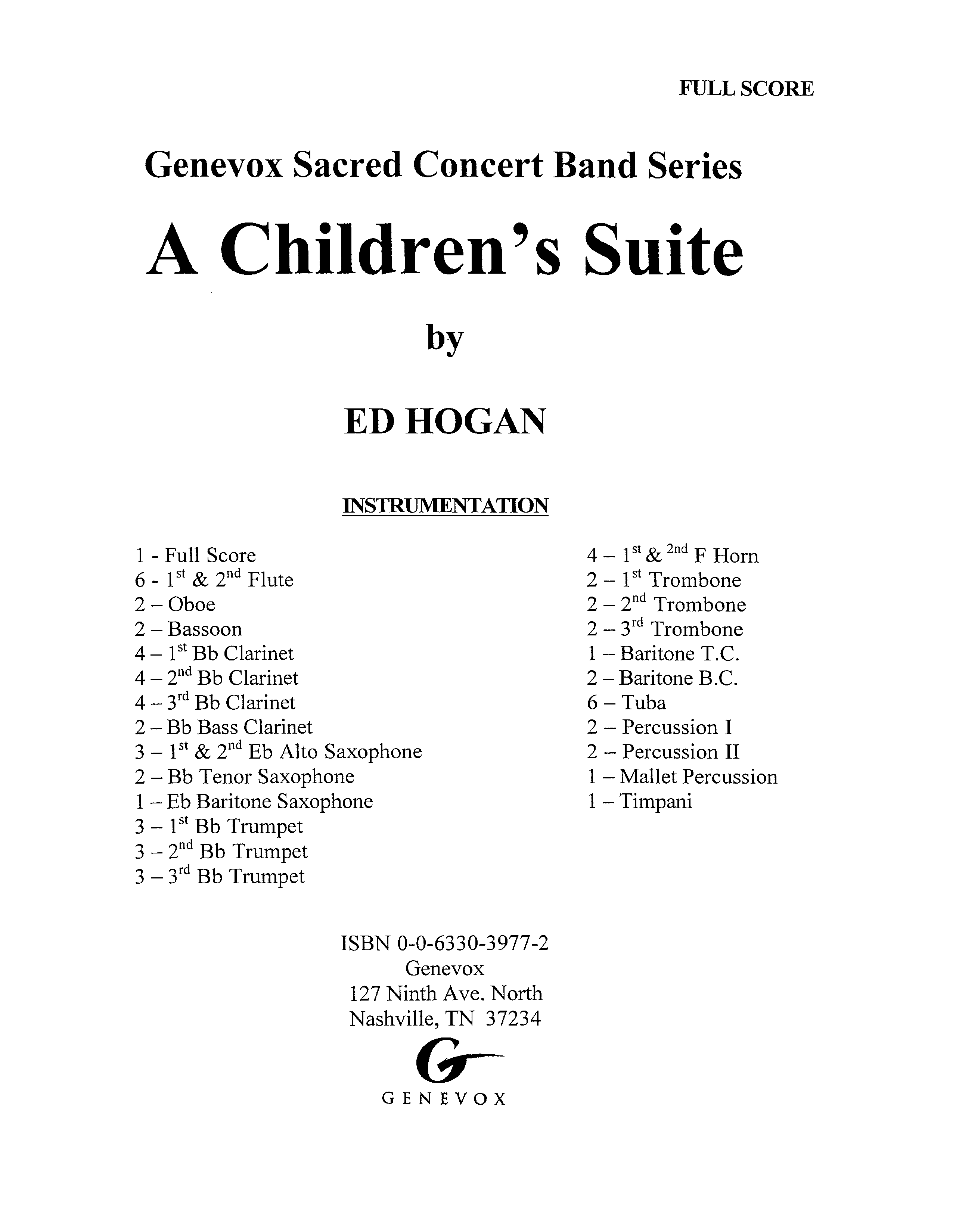 A Children's Suite (Instrumental) Instructions (Lifeway Worship / Arr. Ed Hogan)