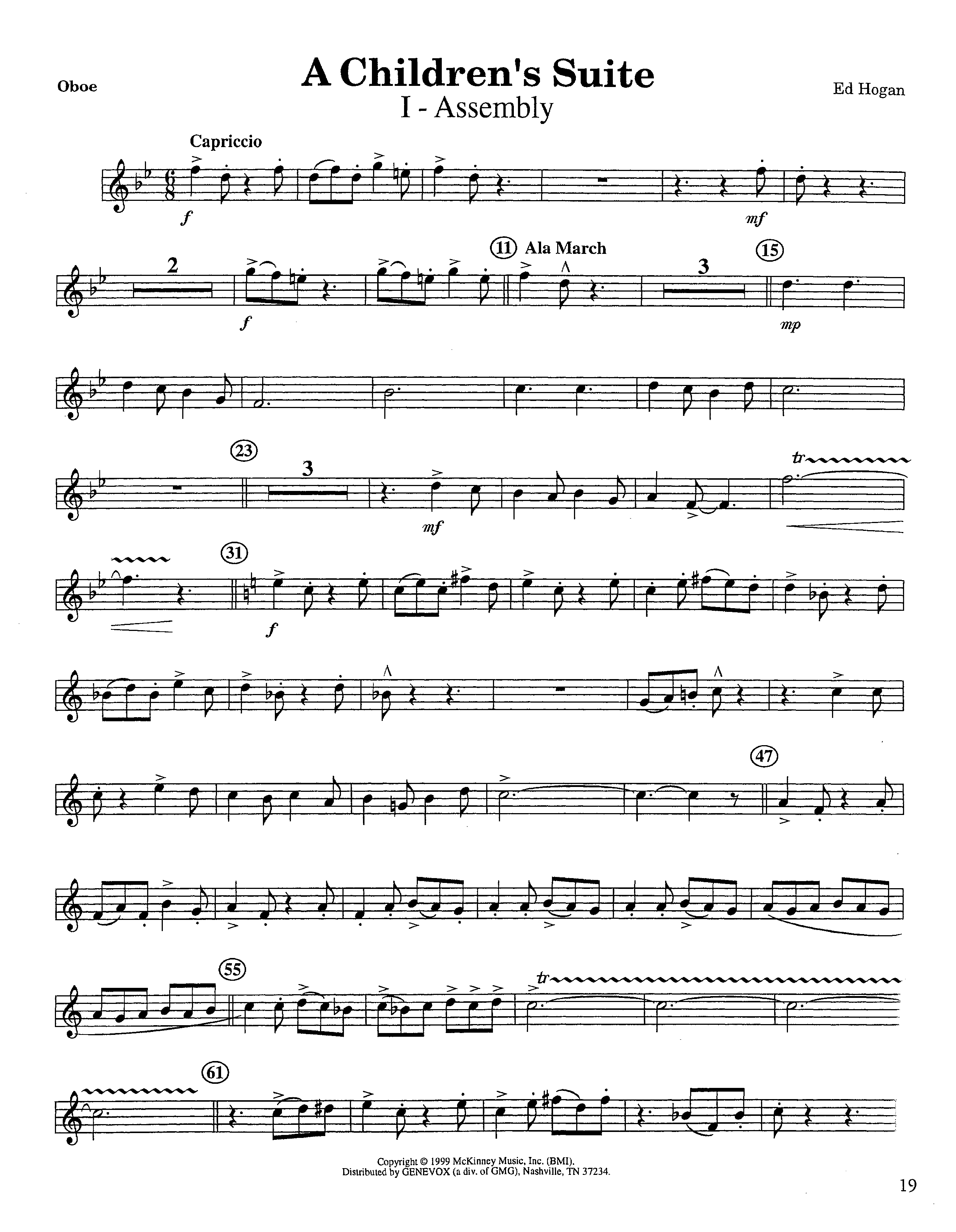 A Children's Suite (Instrumental) Oboe (Lifeway Worship / Arr. Ed Hogan)
