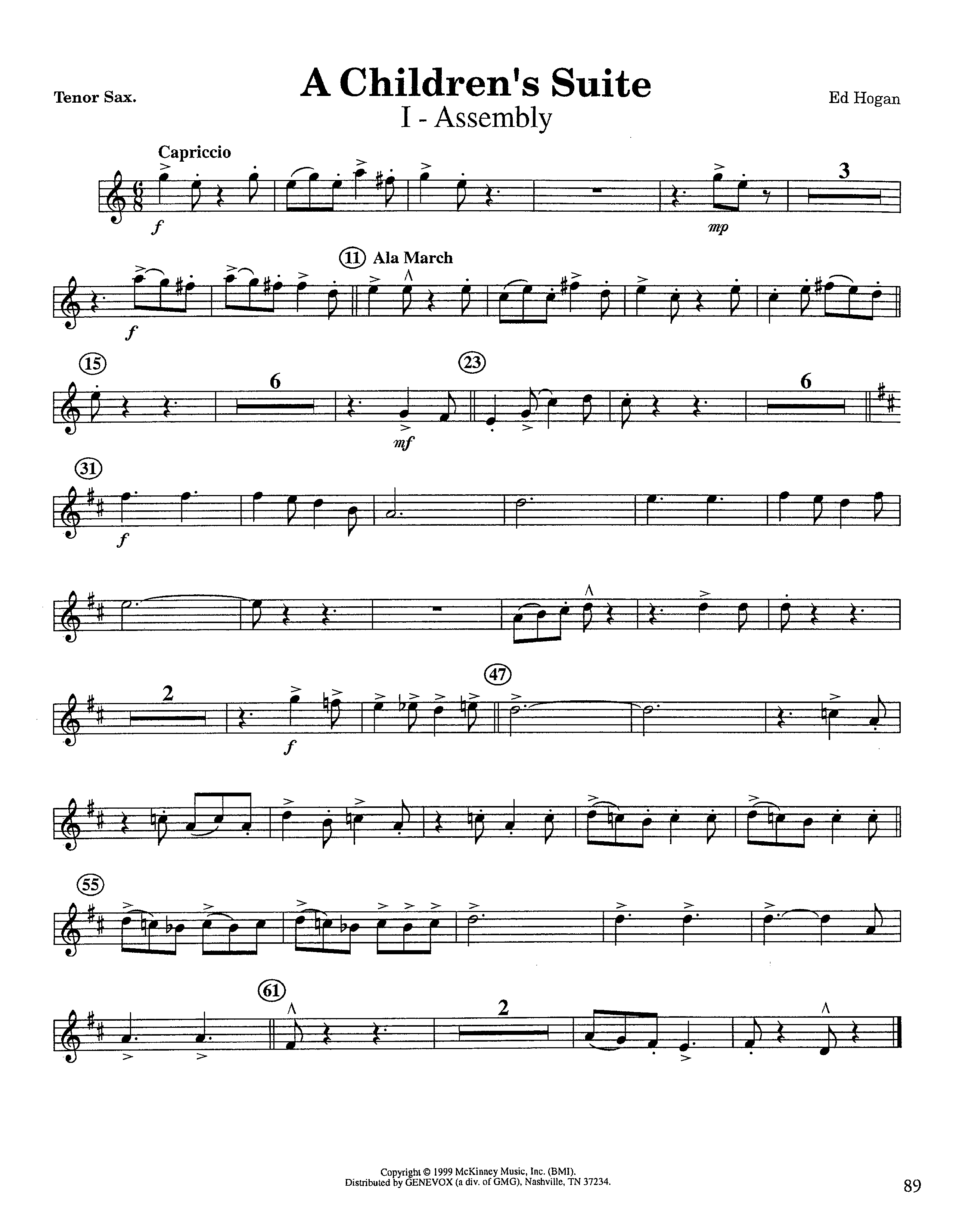 A Children's Suite (Instrumental) Tenor Sax 1 (Lifeway Worship / Arr. Ed Hogan)