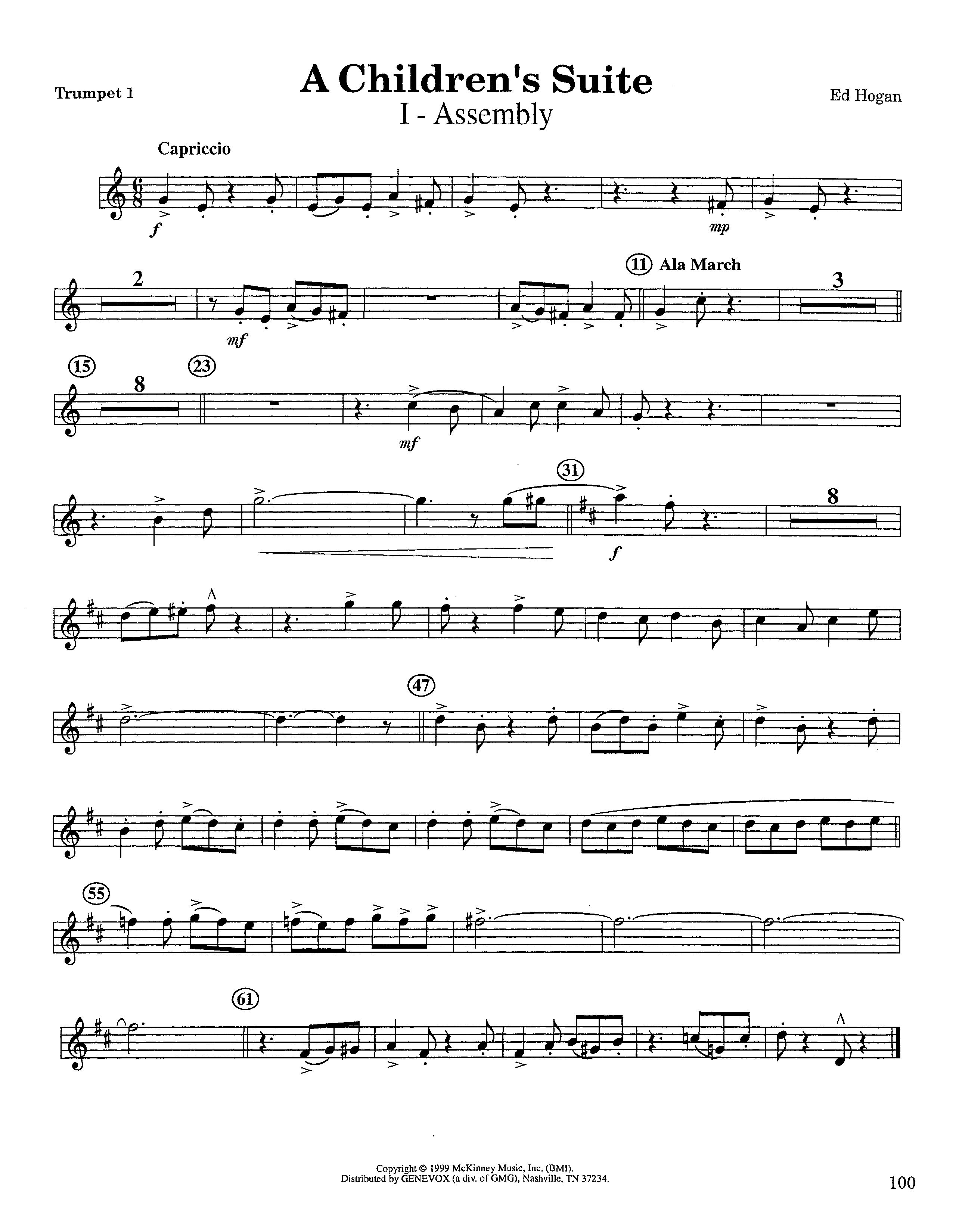 A Children's Suite (Instrumental) Trumpet 1 (Lifeway Worship / Arr. Ed Hogan)