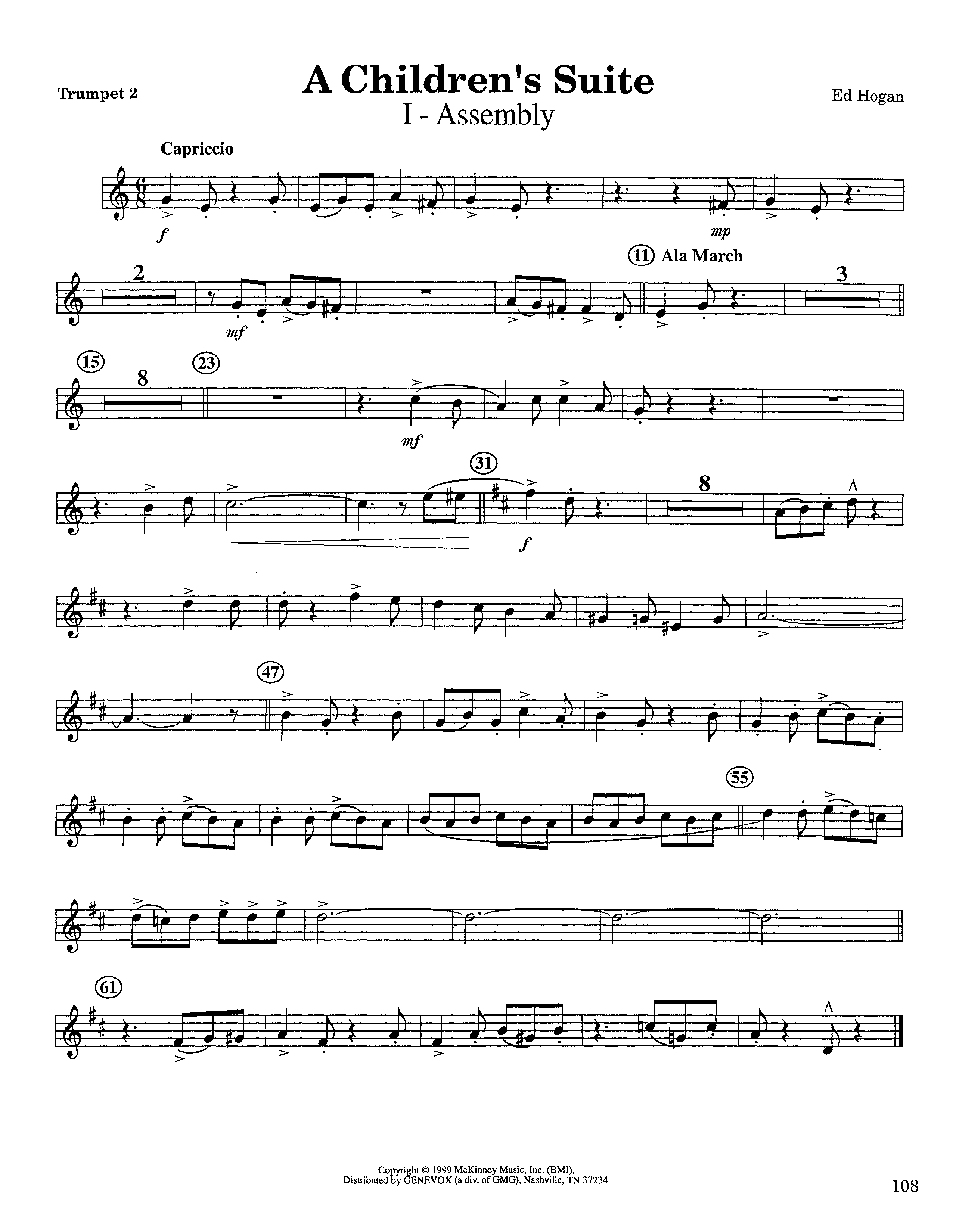 A Children's Suite (Instrumental) Trumpet 2 (Lifeway Worship / Arr. Ed Hogan)
