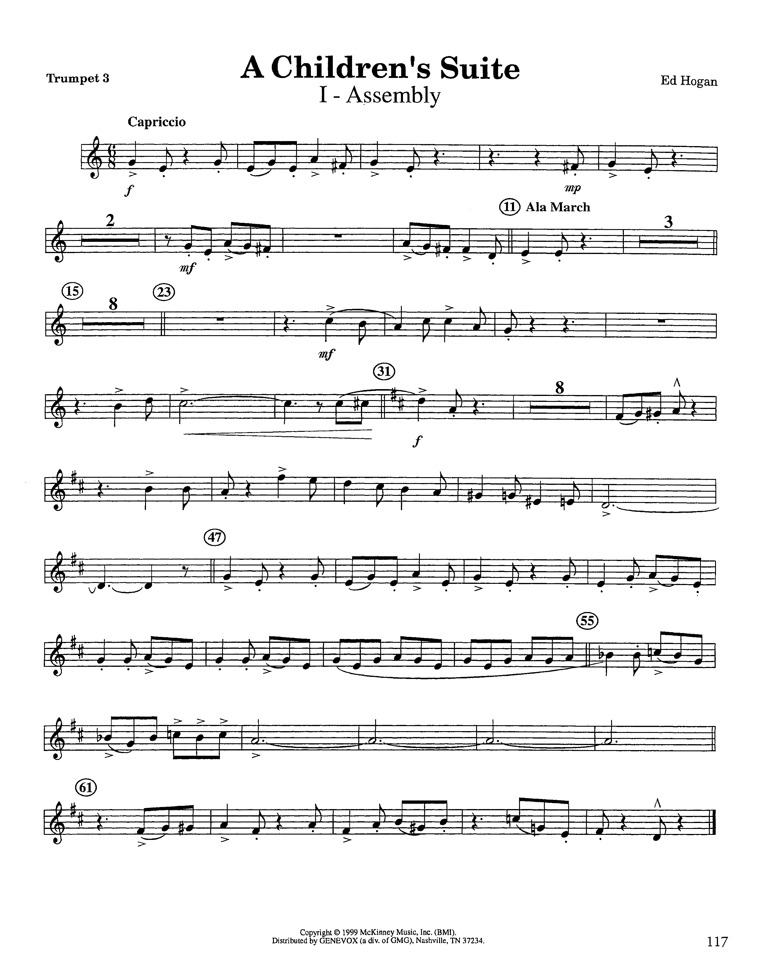 A Children's Suite (Instrumental) Trumpet 3 (Lifeway Worship / Arr. Ed Hogan)