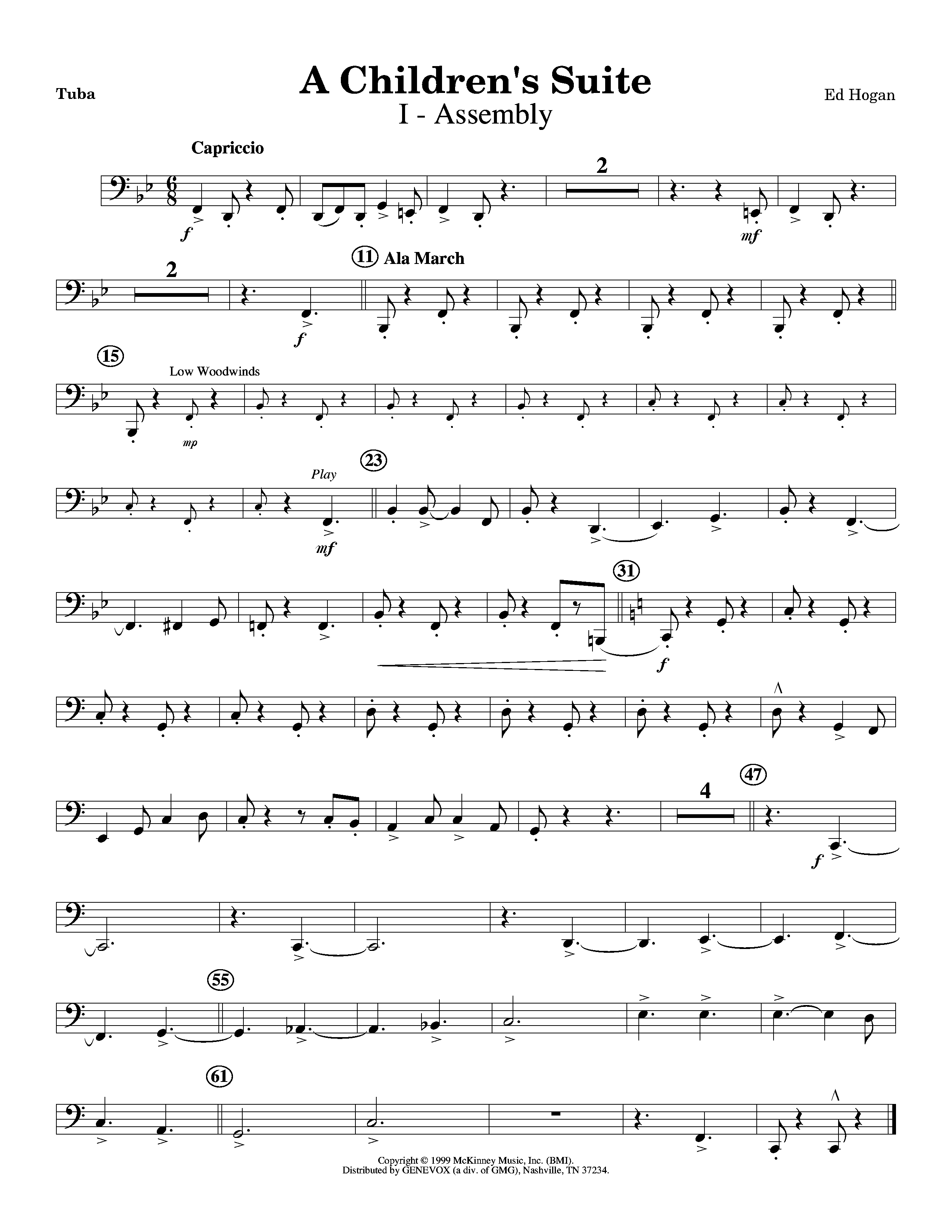A Children's Suite (Instrumental) Tuba (Lifeway Worship / Arr. Ed Hogan)