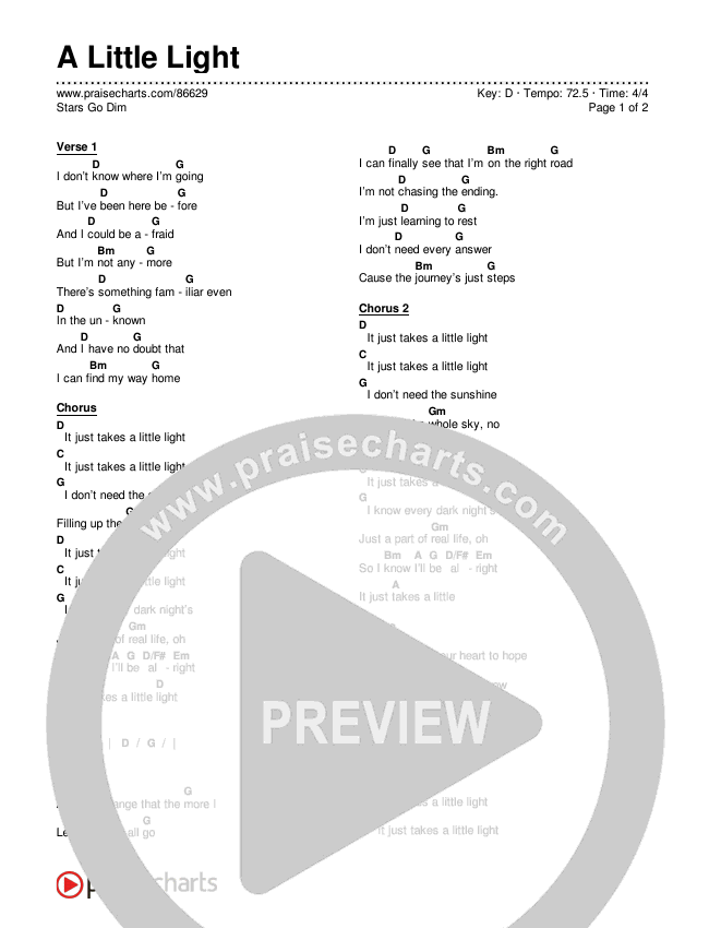 A Little Light Chords & Lyrics (Stars Go Dim)