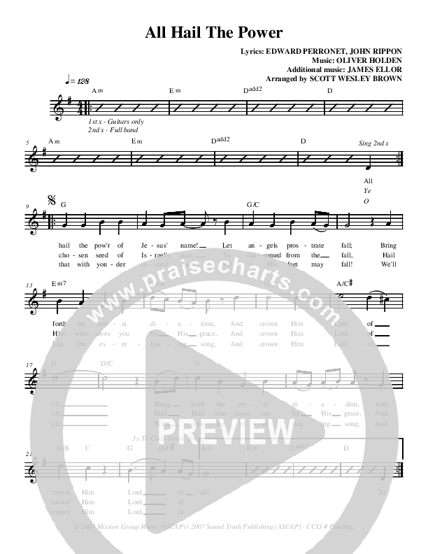All Hail The Power Lead Sheet (Scott Wesley Brown)