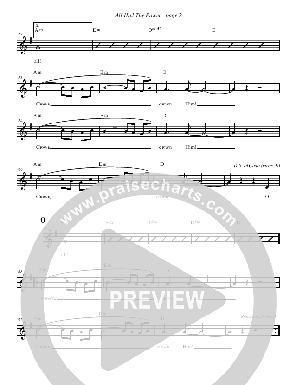 All Hail The Power Lead Sheet (Scott Wesley Brown)