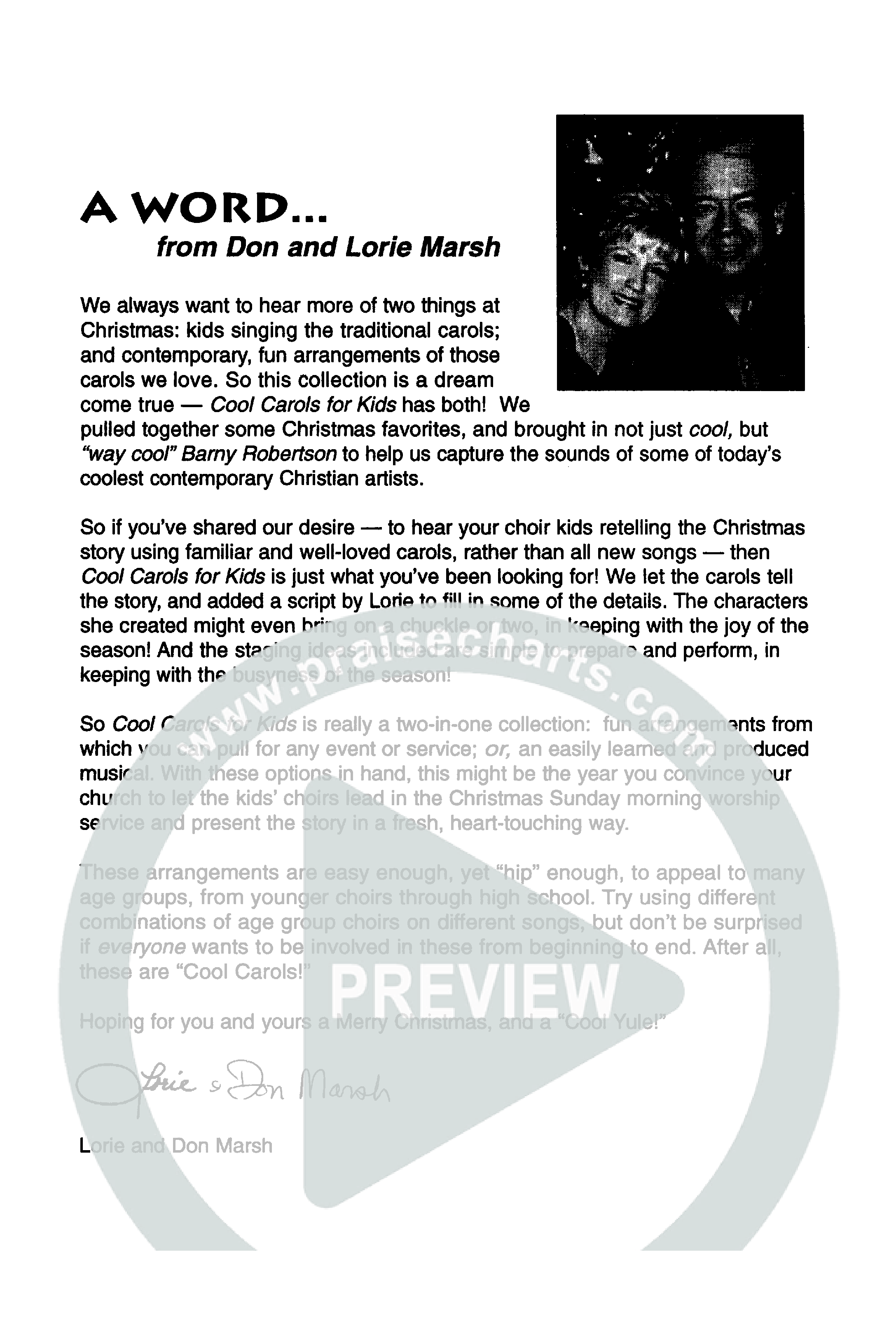 Cool Carols For Kids (10 Song Choral Collection) Instructions (Lifeway Kids / Arr. Don Marsh)