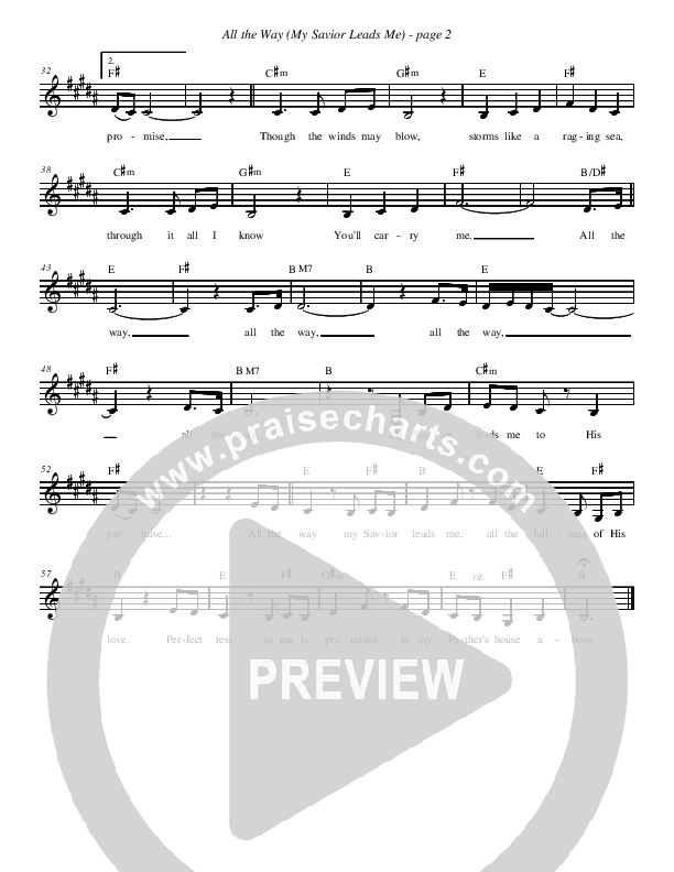 All The Way My Savior Leads Lead Sheet (Billy Smiley)