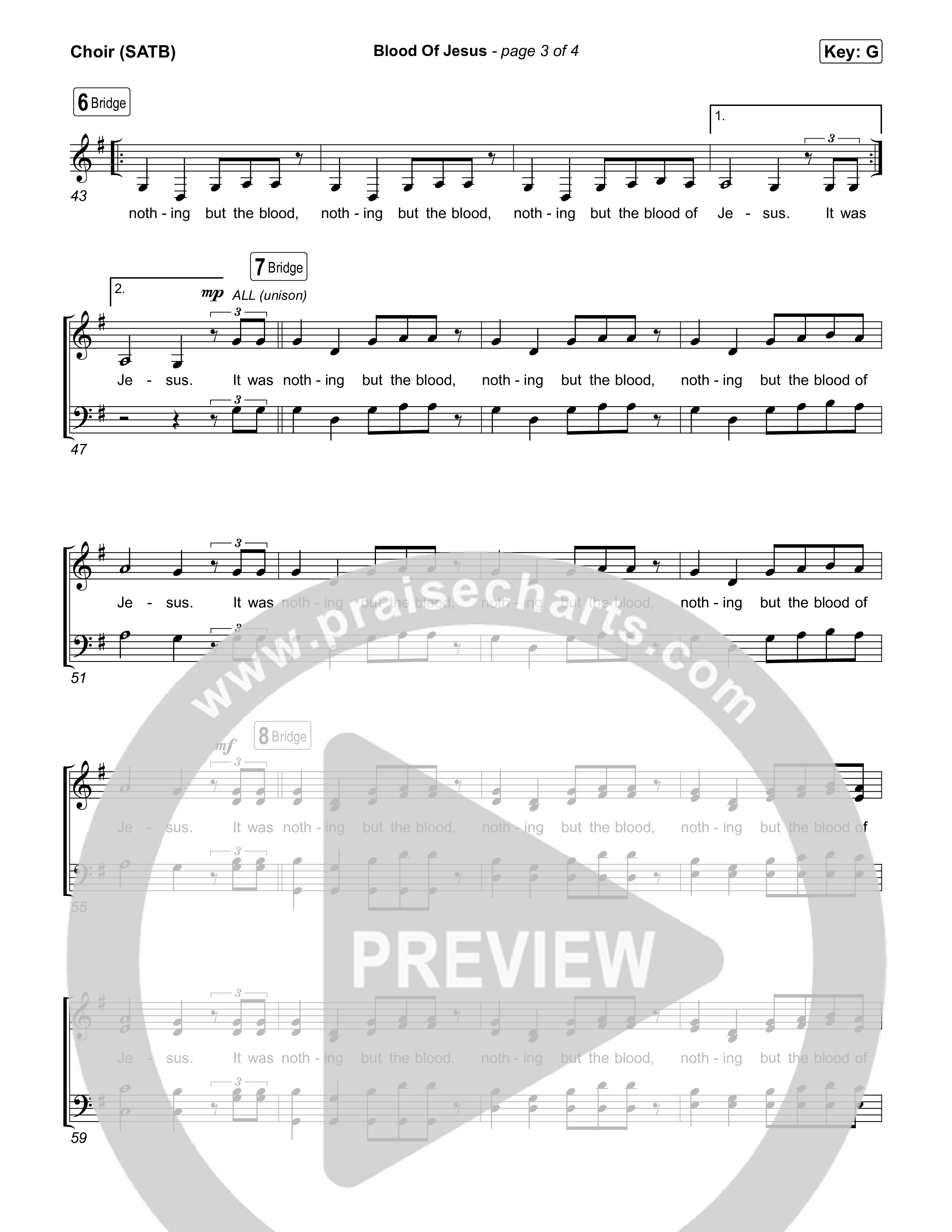 Blood Of Jesus Choir Sheet (SATB) (UPPERROOM)