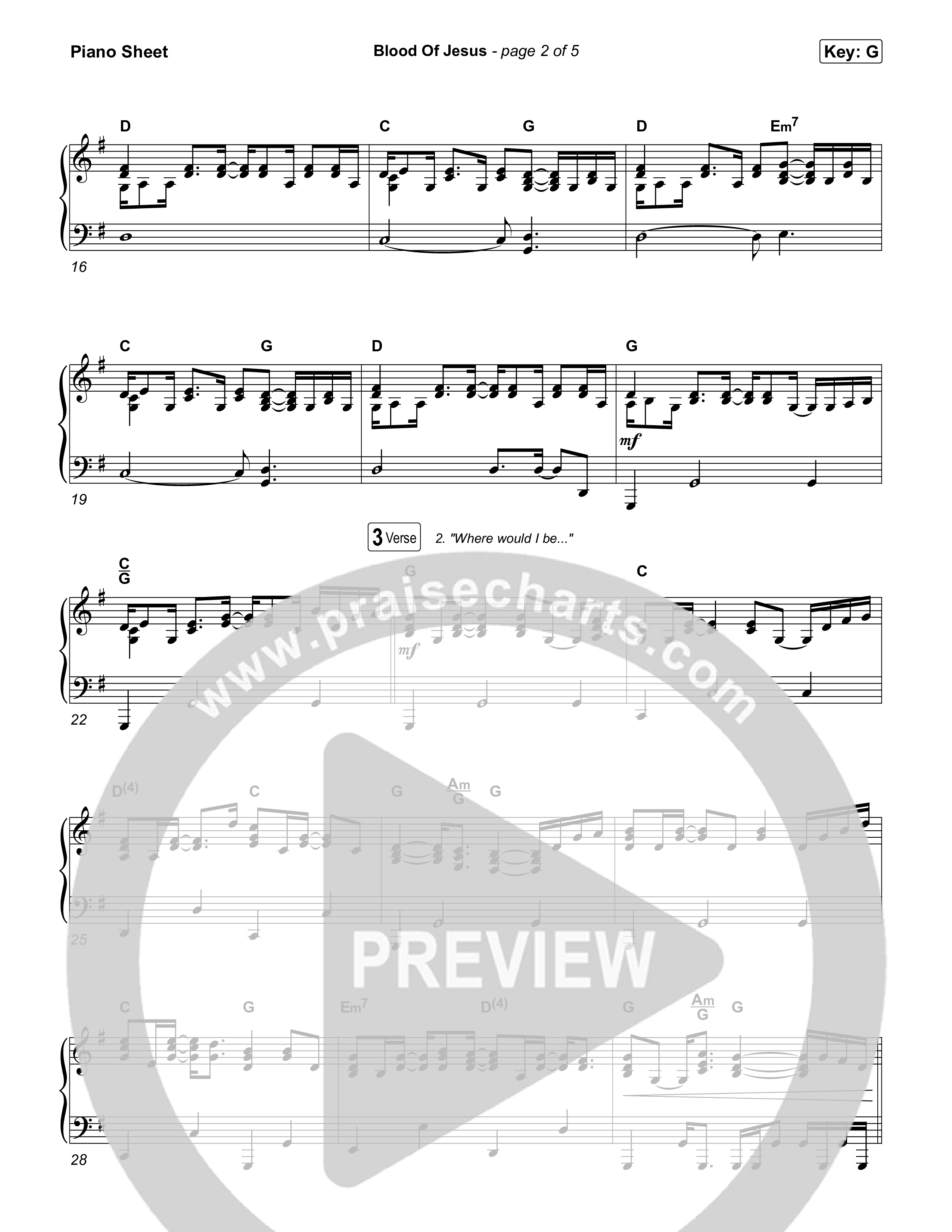 Blood Of Jesus Piano Sheet (UPPERROOM)