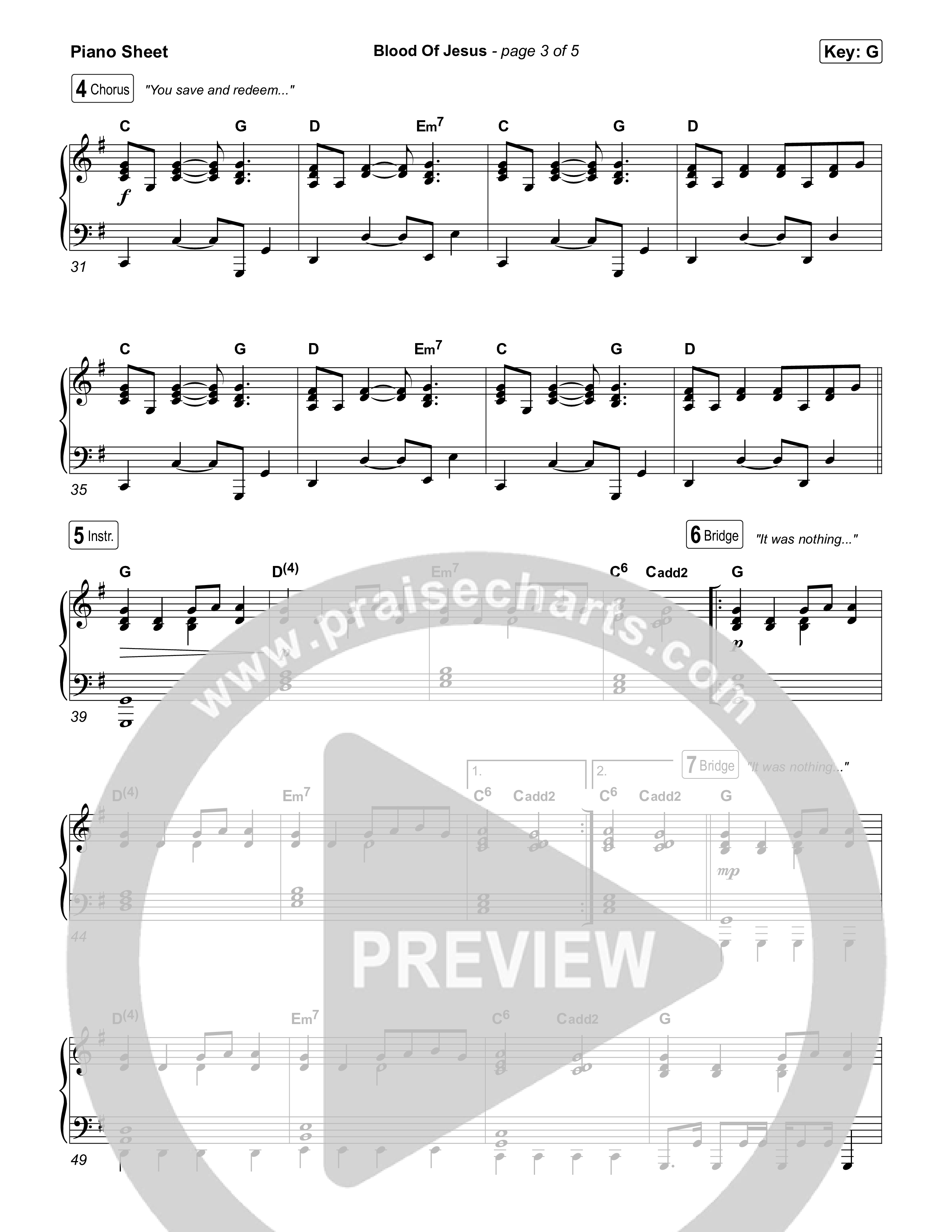 Blood Of Jesus Piano Sheet (UPPERROOM)