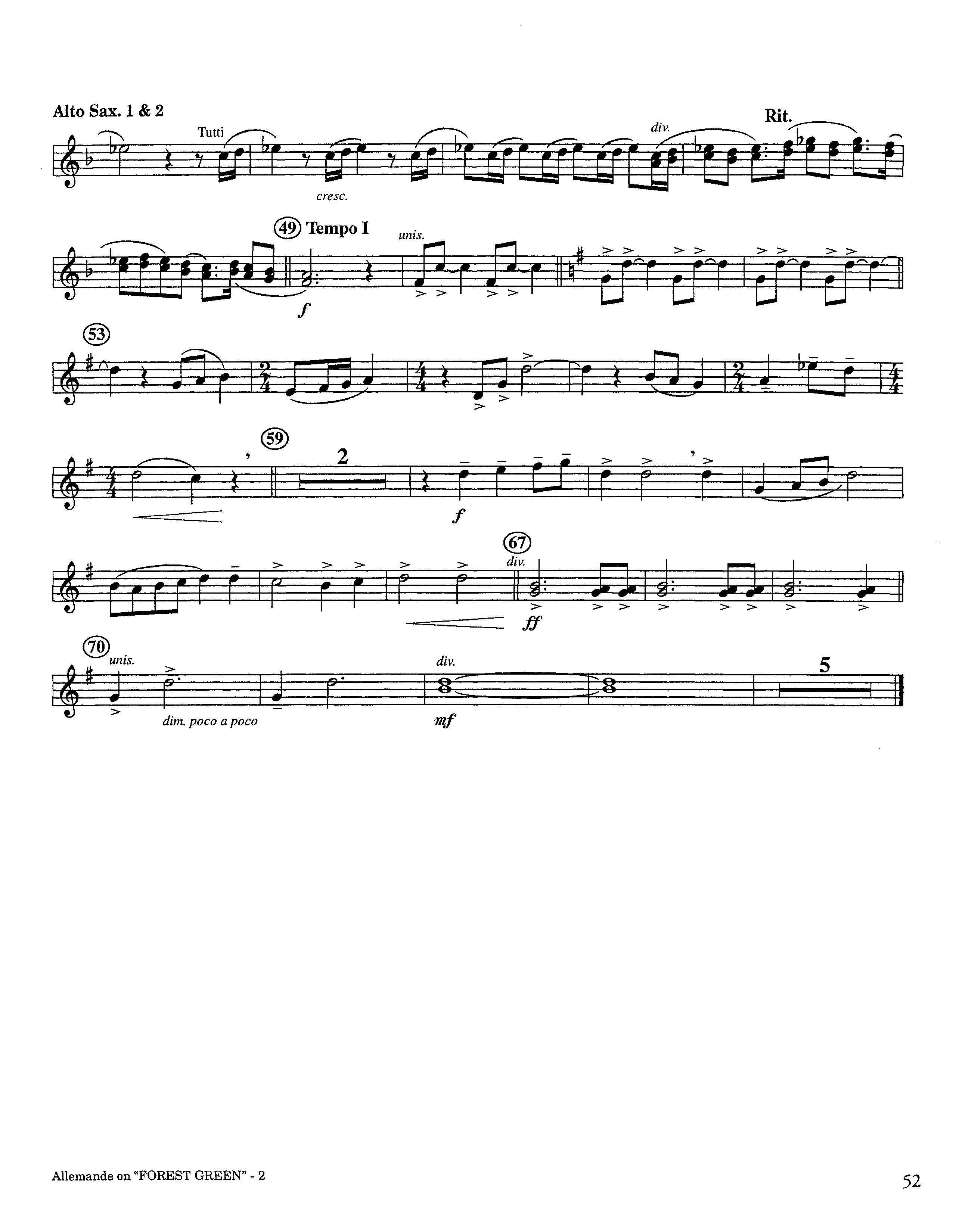 Allemande On Forest Green (Instrumental) Alto Sax 1/2 (Lifeway Worship / Arr. Steve Dunn)