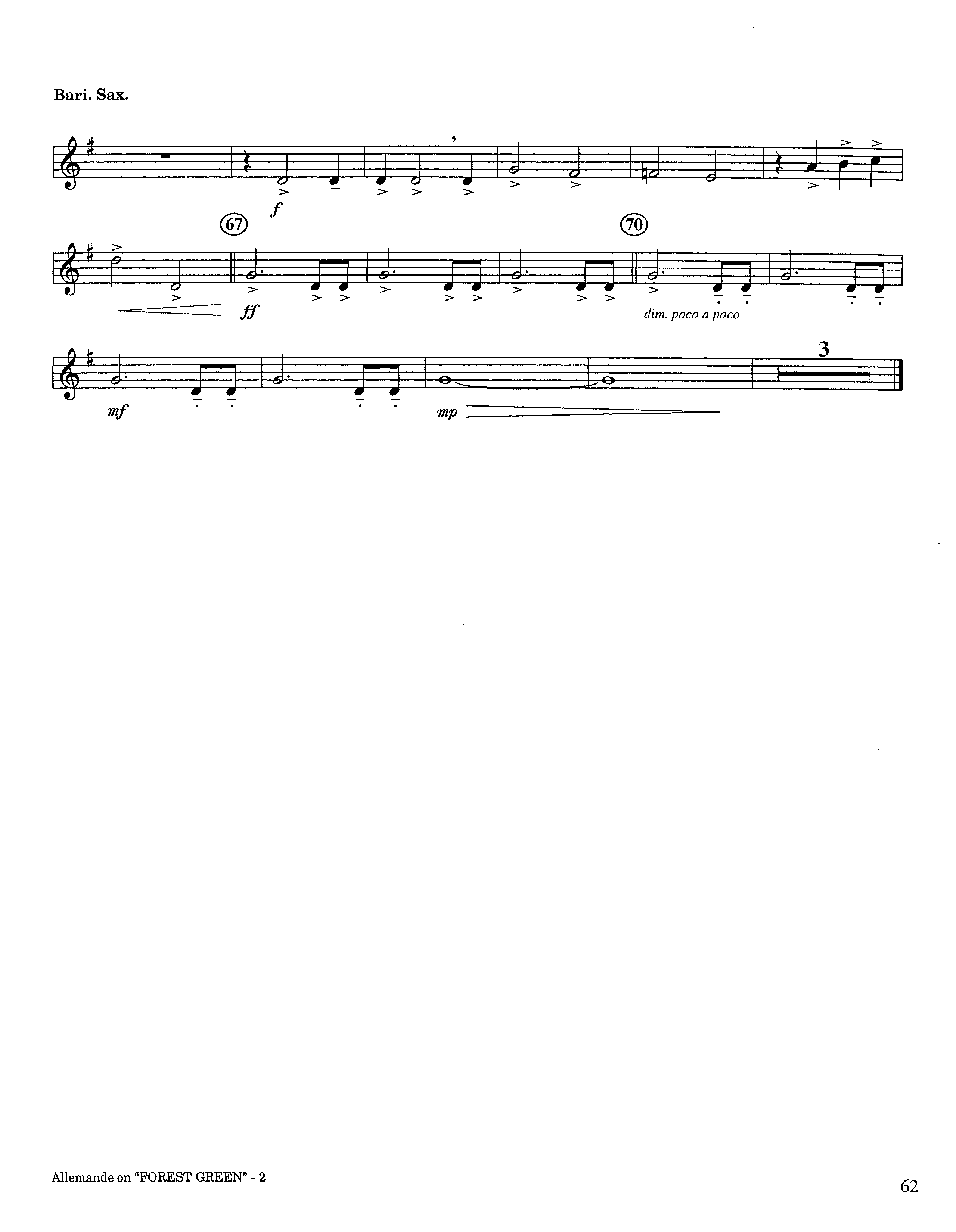 Allemande On Forest Green (Instrumental) Bari Sax (Lifeway Worship / Arr. Steve Dunn)