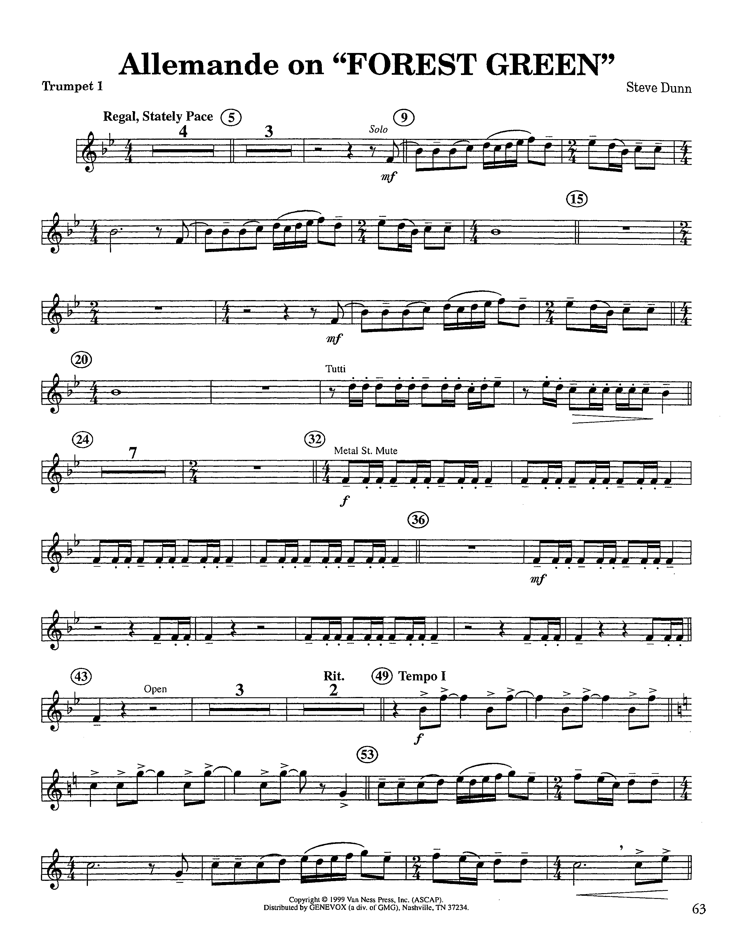 Allemande On Forest Green (Instrumental) Bari Sax (Lifeway Worship / Arr. Steve Dunn)