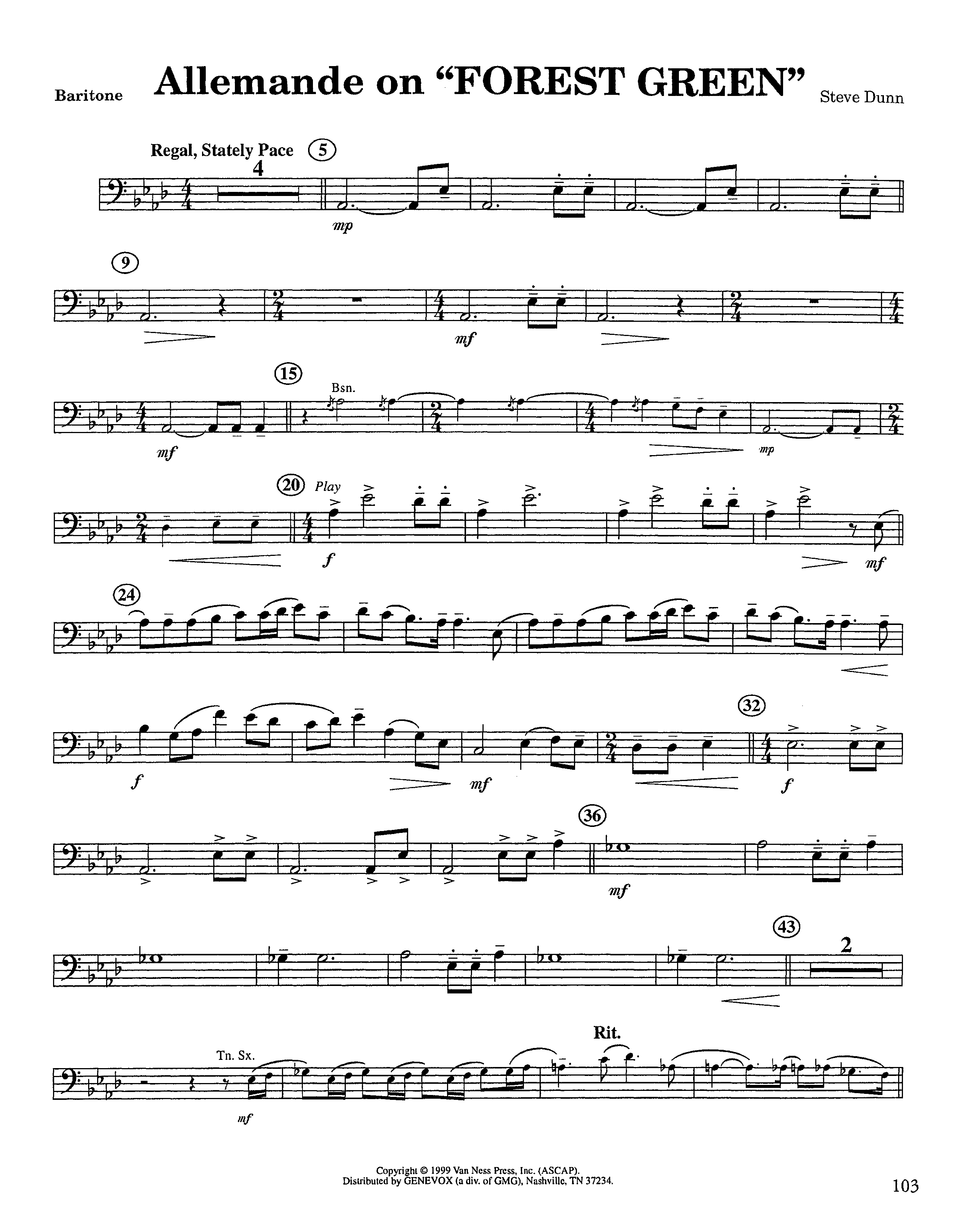 Allemande On Forest Green (Instrumental) Baritone Horn BC (Lifeway Worship / Arr. Steve Dunn)