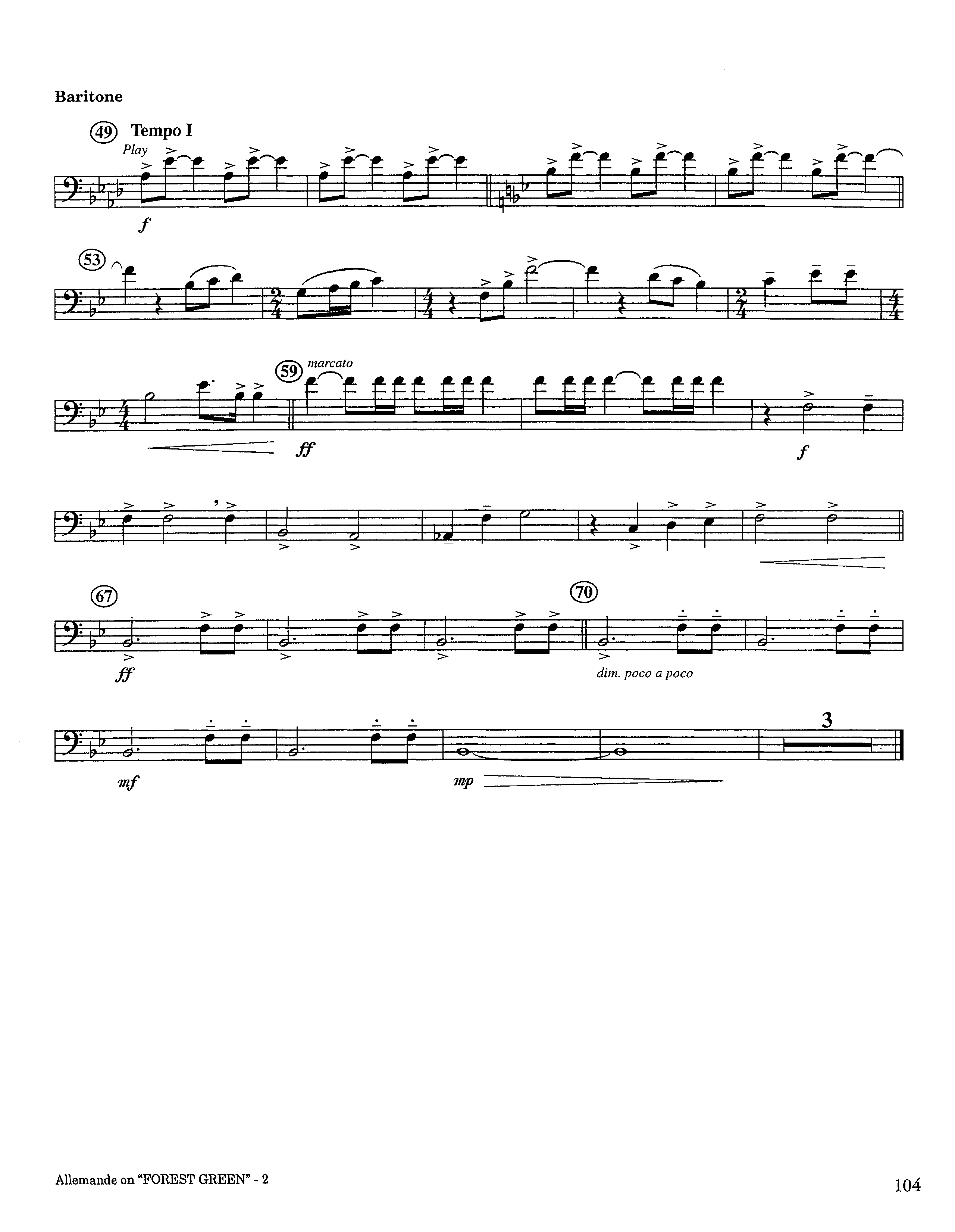 Allemande On Forest Green (Instrumental) Baritone Horn BC (Lifeway Worship / Arr. Steve Dunn)