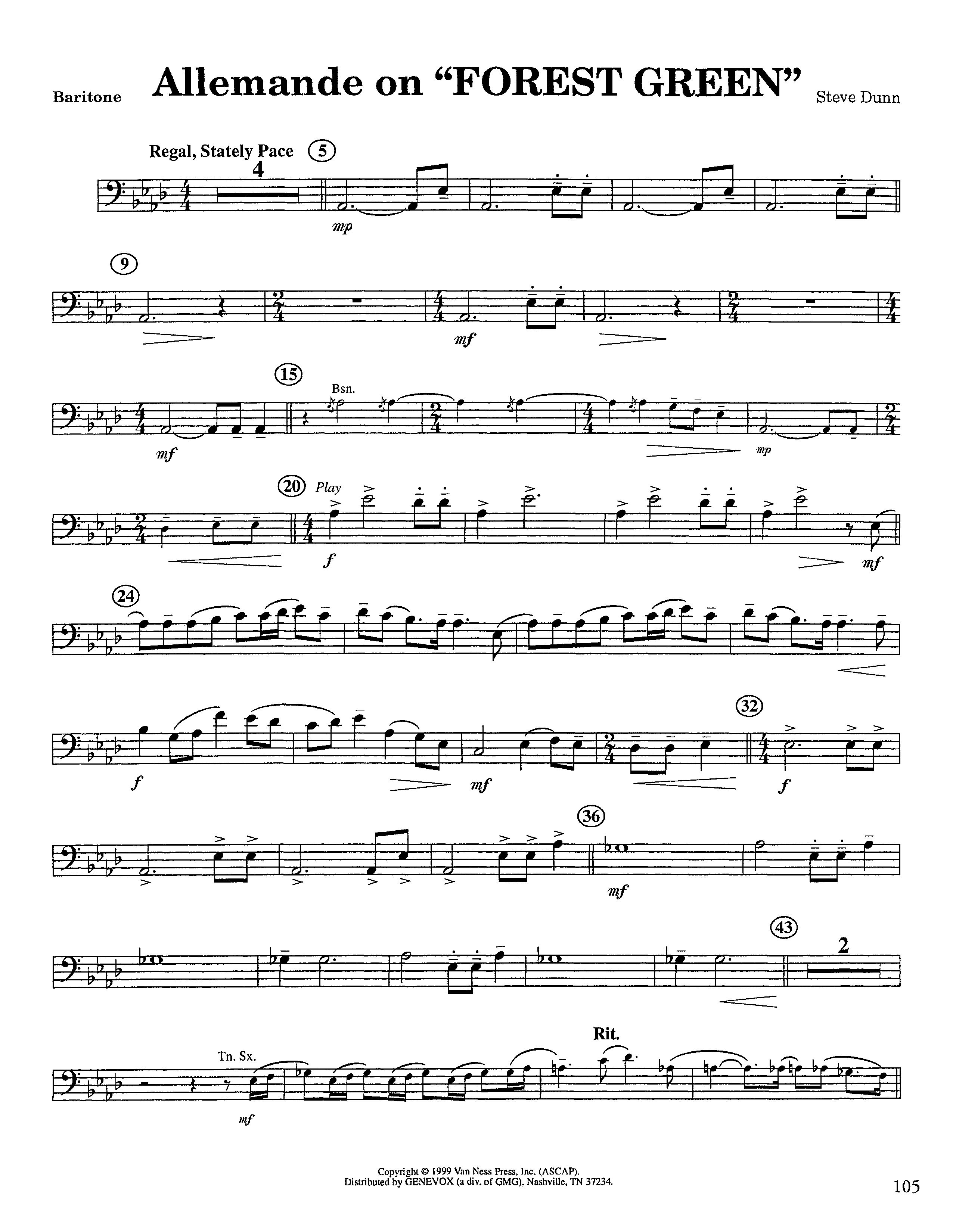 Allemande On Forest Green (Instrumental) Baritone Horn BC (Lifeway Worship / Arr. Steve Dunn)