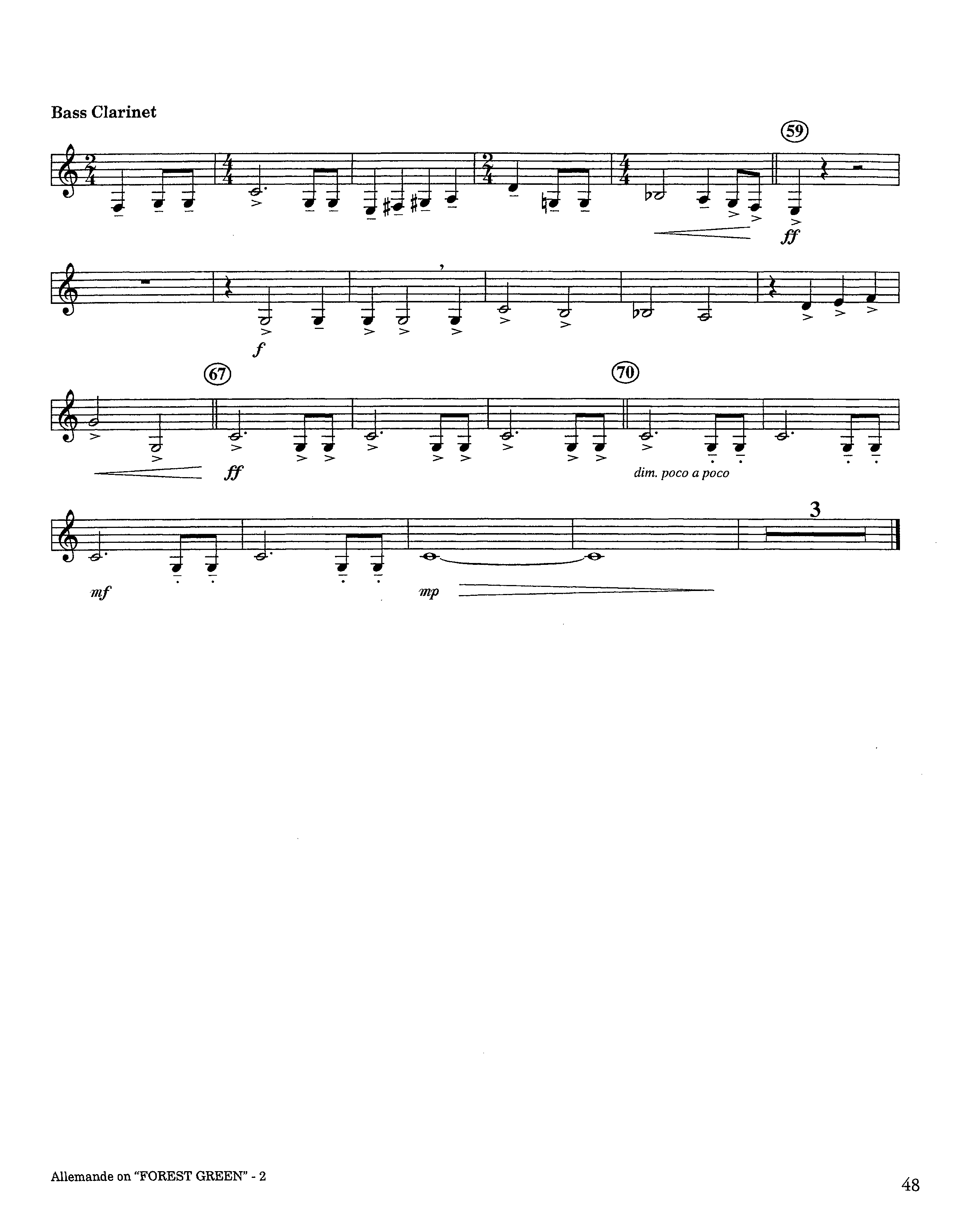 Allemande On Forest Green (Instrumental) Bass Clarinet (Lifeway Worship / Arr. Steve Dunn)