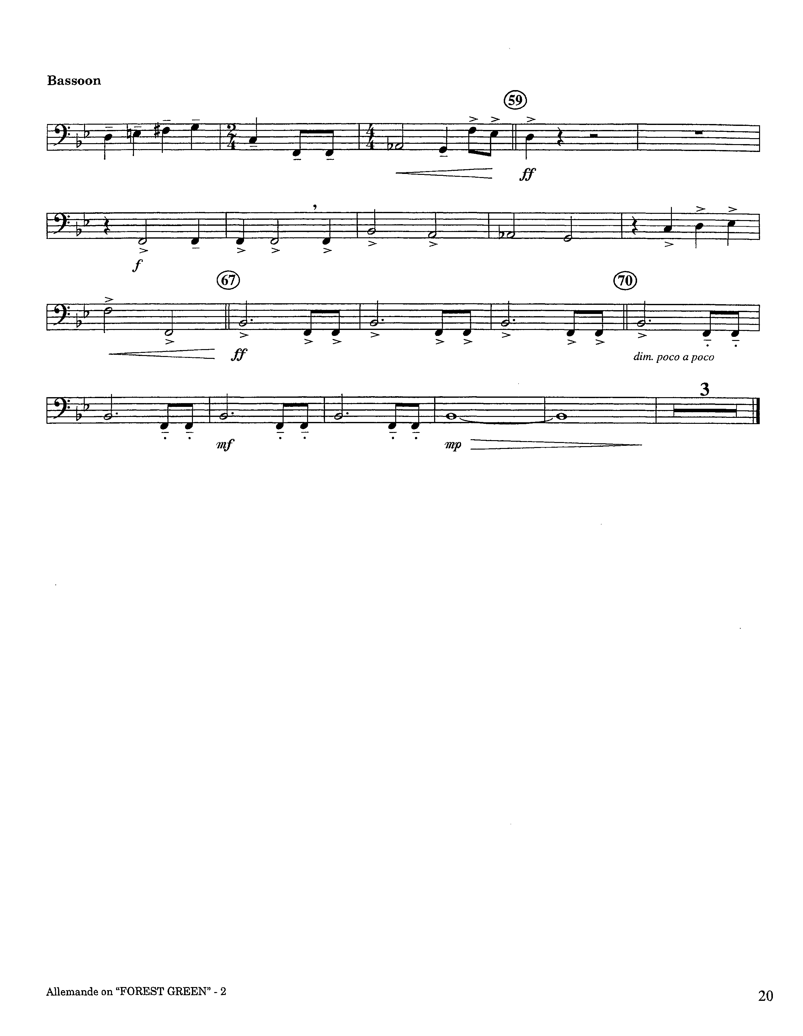 Allemande On Forest Green (Instrumental) Bassoon (Lifeway Worship / Arr. Steve Dunn)