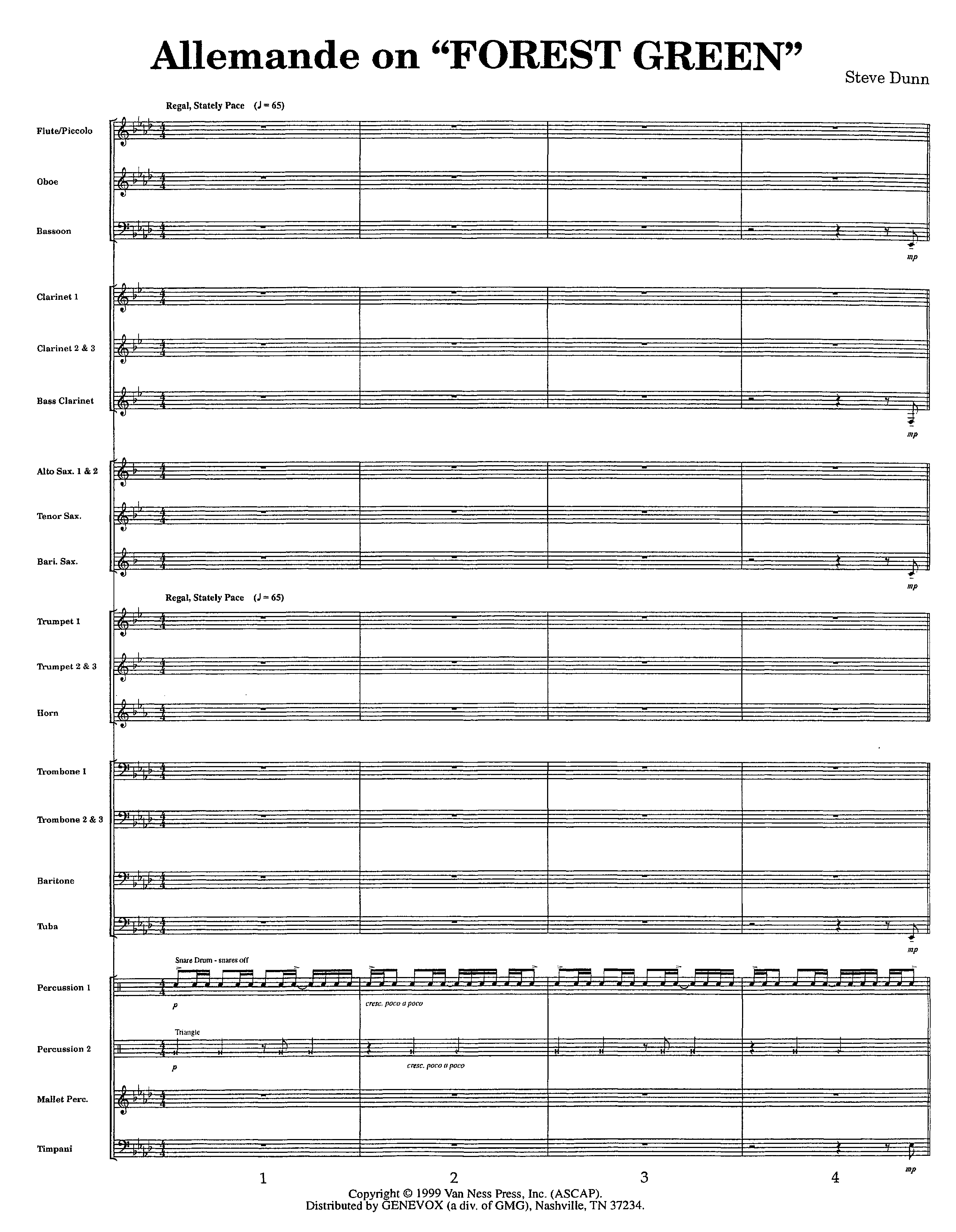 Allemande On Forest Green (Instrumental) Conductor's Score (Lifeway Worship / Arr. Steve Dunn)