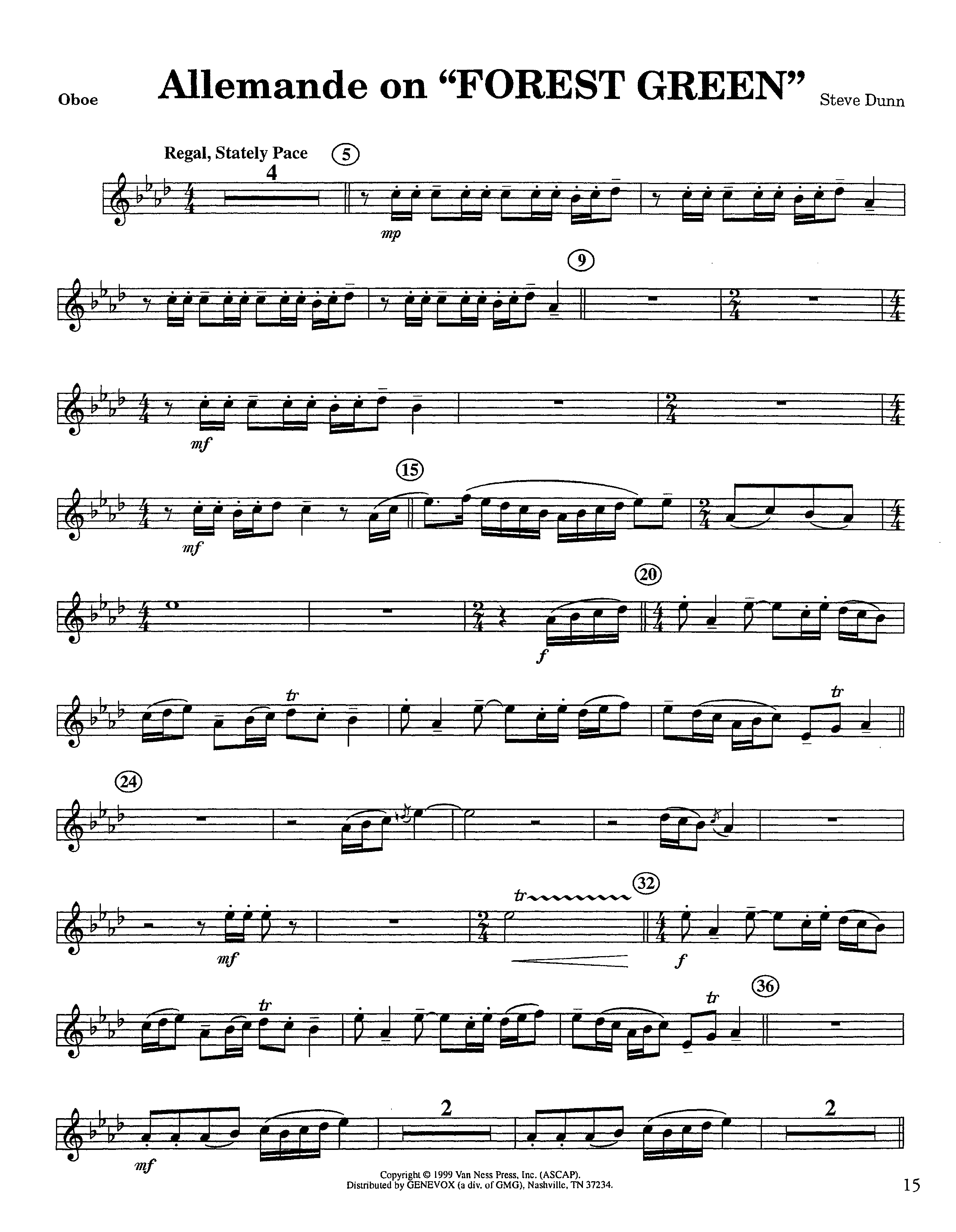 Allemande On Forest Green (Instrumental) Oboe (Lifeway Worship / Arr. Steve Dunn)