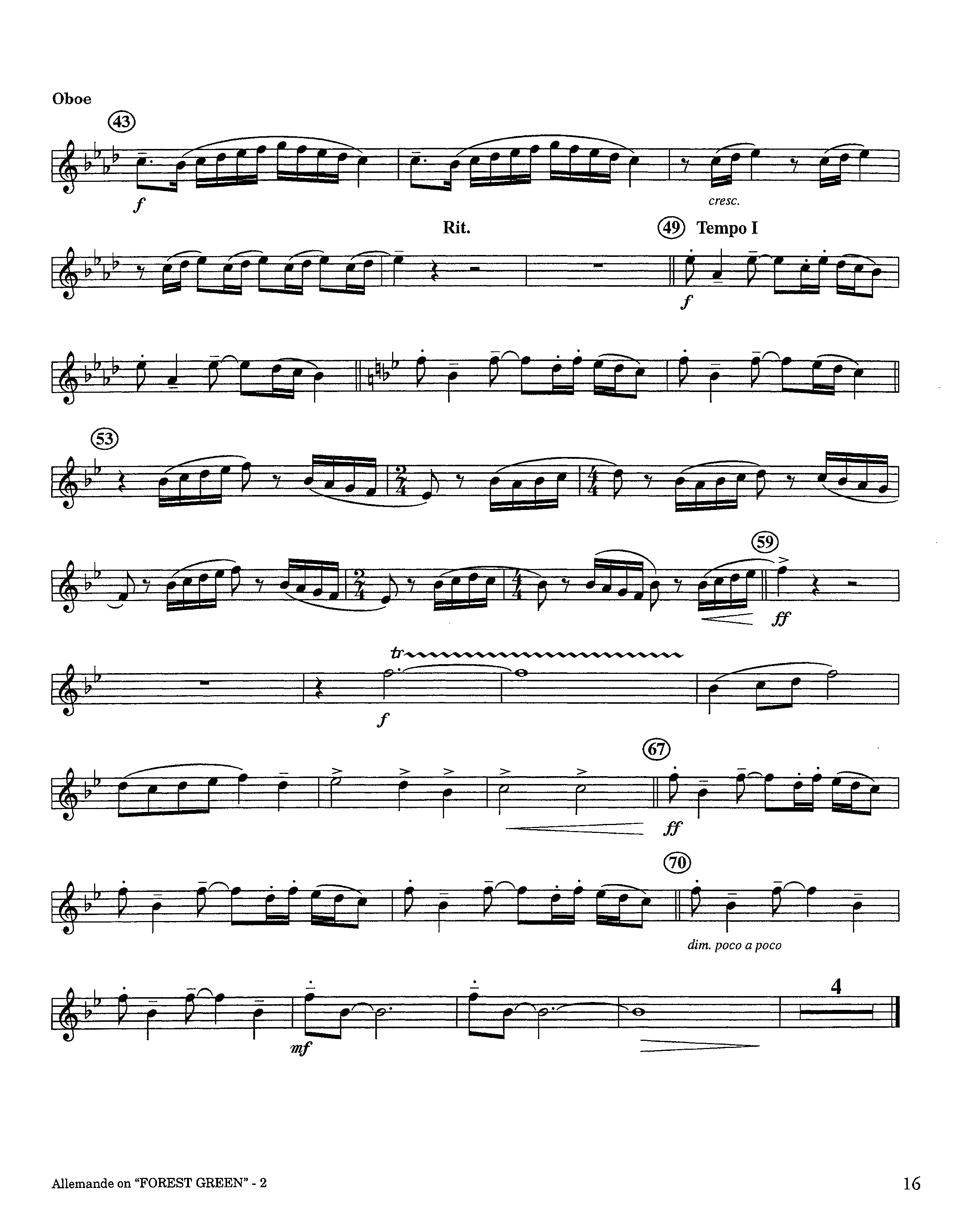 Allemande On Forest Green (Instrumental) Oboe (Lifeway Worship / Arr. Steve Dunn)