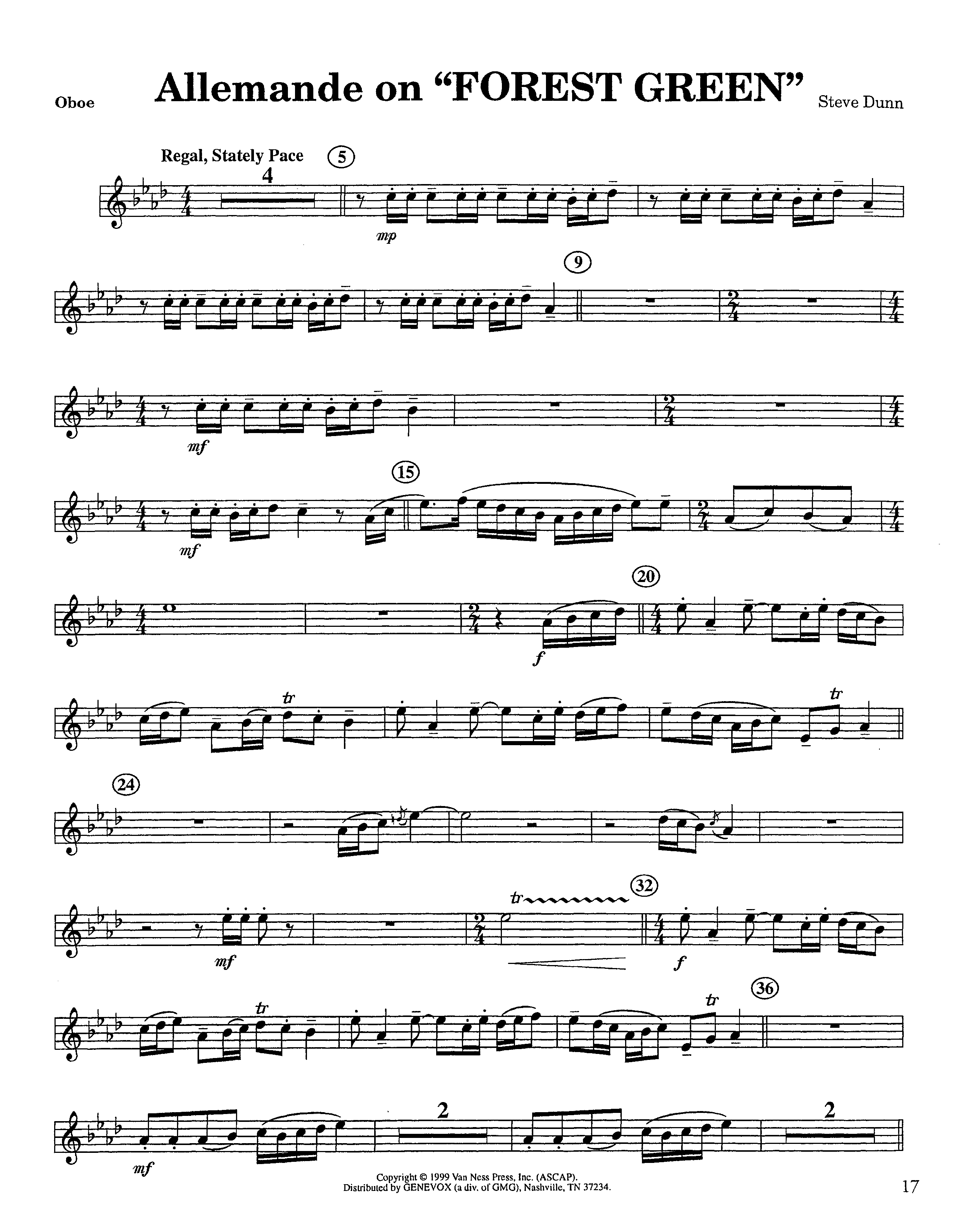 Allemande On Forest Green (Instrumental) Oboe (Lifeway Worship / Arr. Steve Dunn)