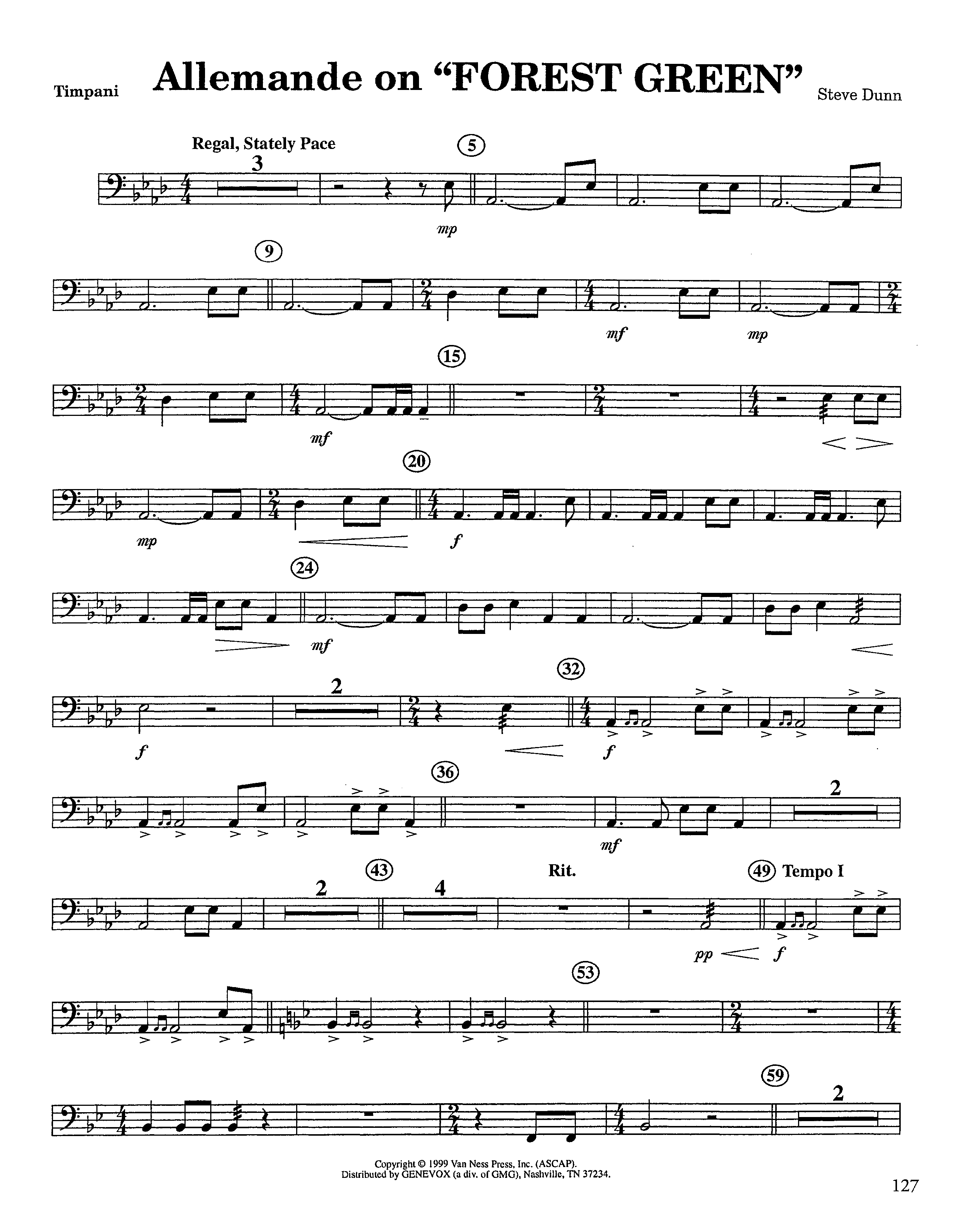 Allemande On Forest Green (Instrumental) Timpani (Lifeway Worship / Arr. Steve Dunn)