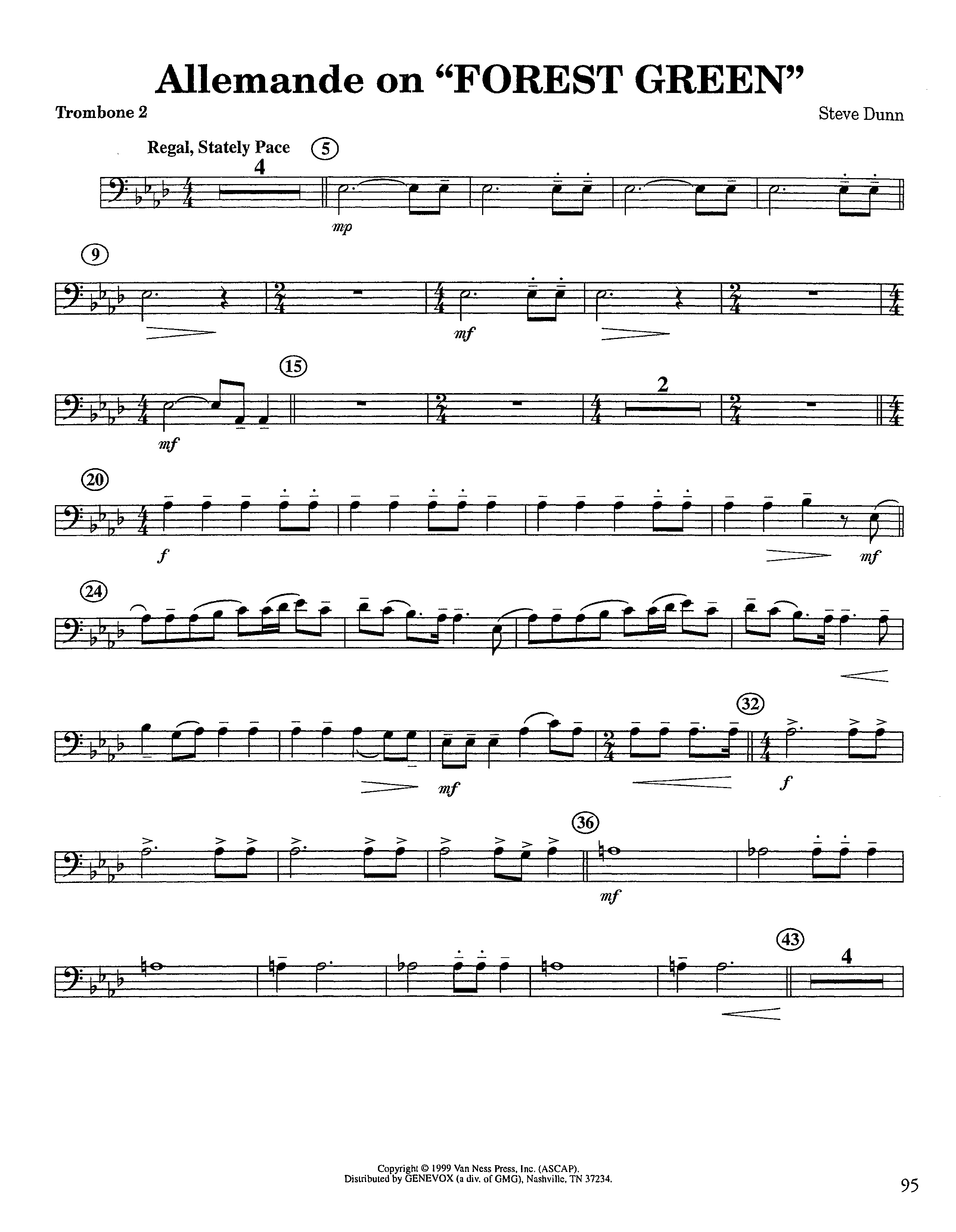 Allemande On Forest Green (Instrumental) Trombone 2 (Lifeway Worship / Arr. Steve Dunn)