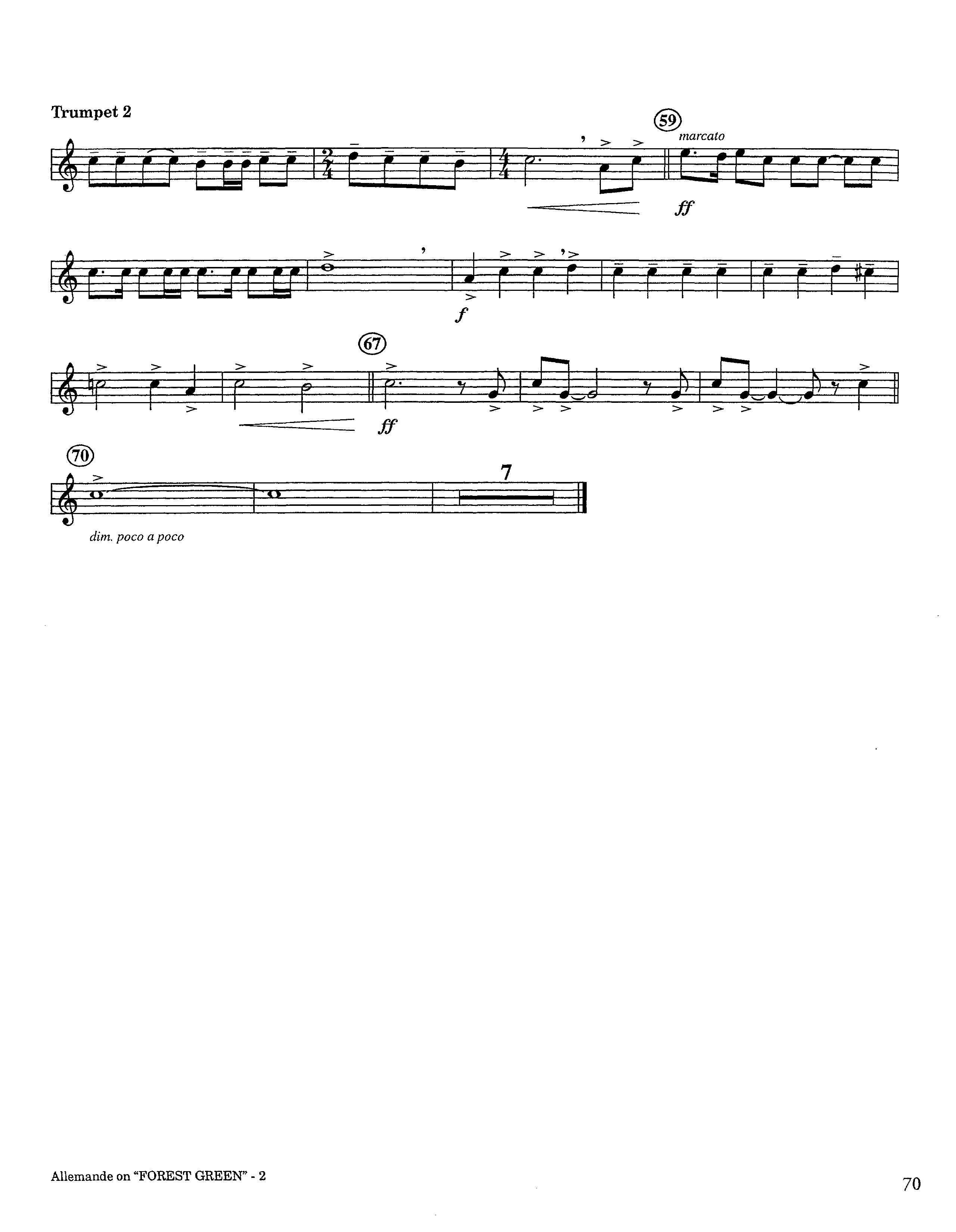 Allemande On Forest Green (Instrumental) Trumpet 2 (Lifeway Worship / Arr. Steve Dunn)