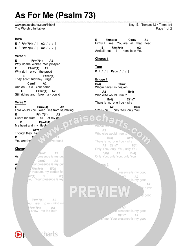 As For Me (Psalm 73) Chords & Lyrics (The Worship Initiative)
