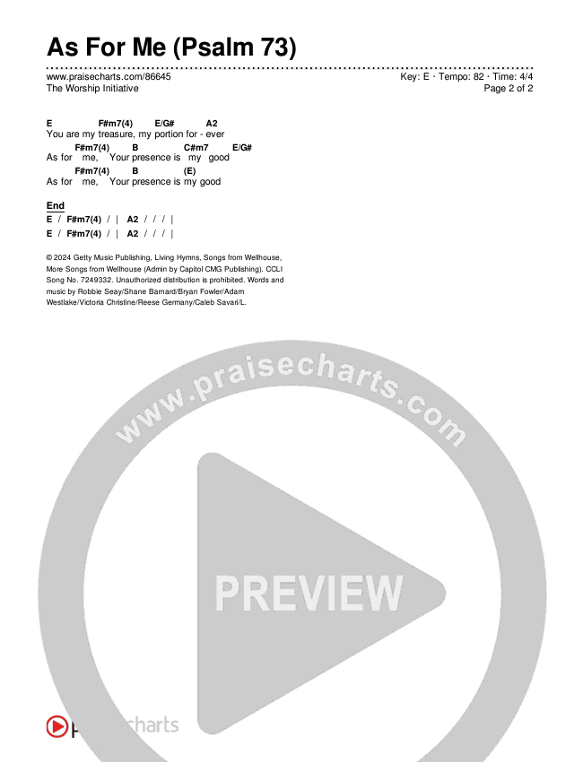 As For Me (Psalm 73) Chords & Lyrics (The Worship Initiative)