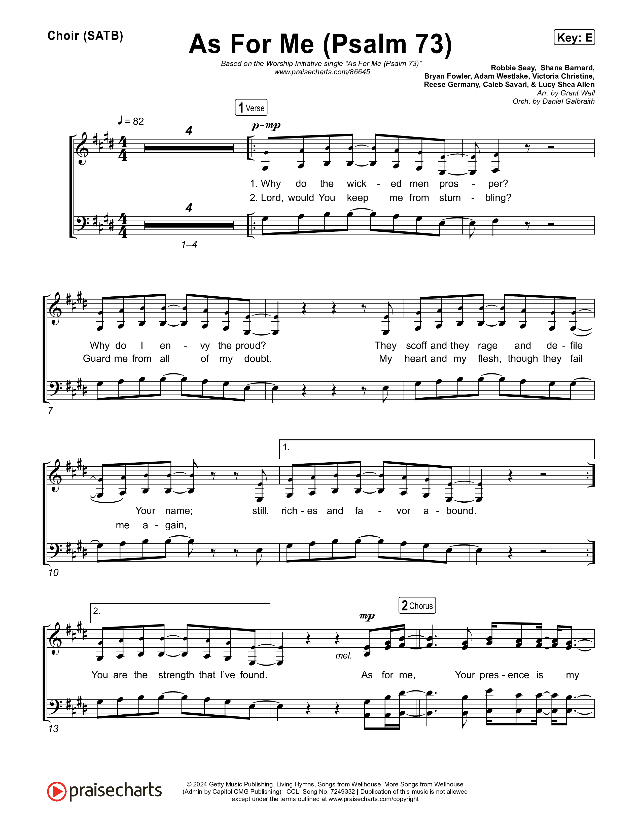 As For Me (Psalm 73) Choir Sheet (SATB) (The Worship Initiative)