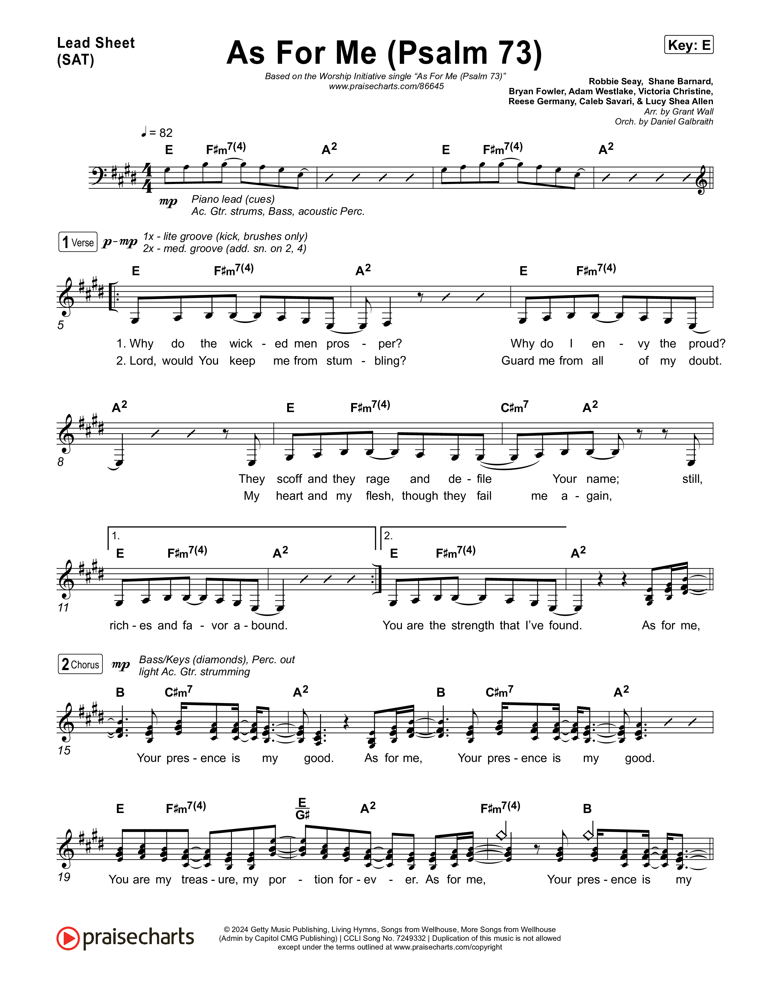 As For Me (Psalm 73) Lead Sheet (SAT) (The Worship Initiative)