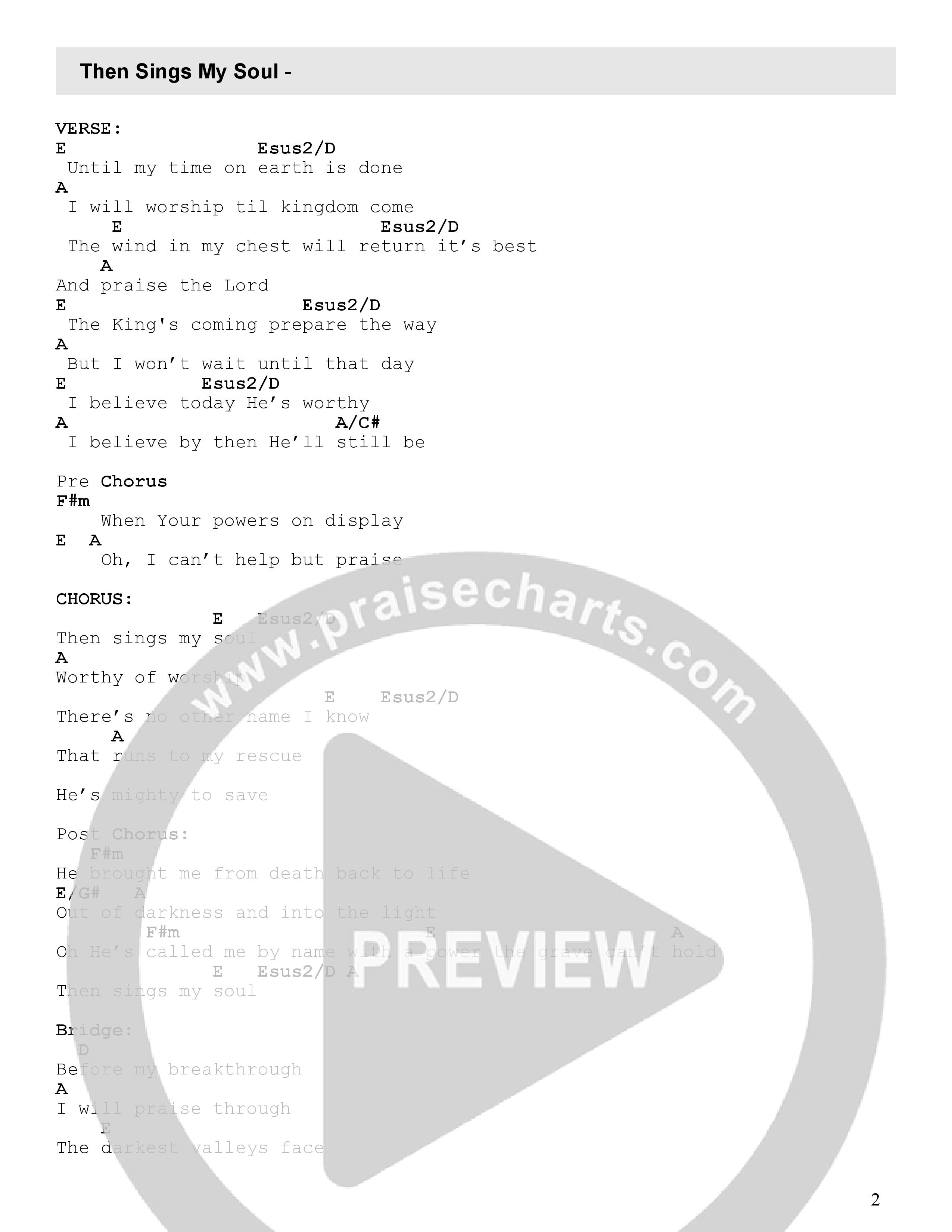 Then Sings My Soul (Live) Chord Chart (FC Music)