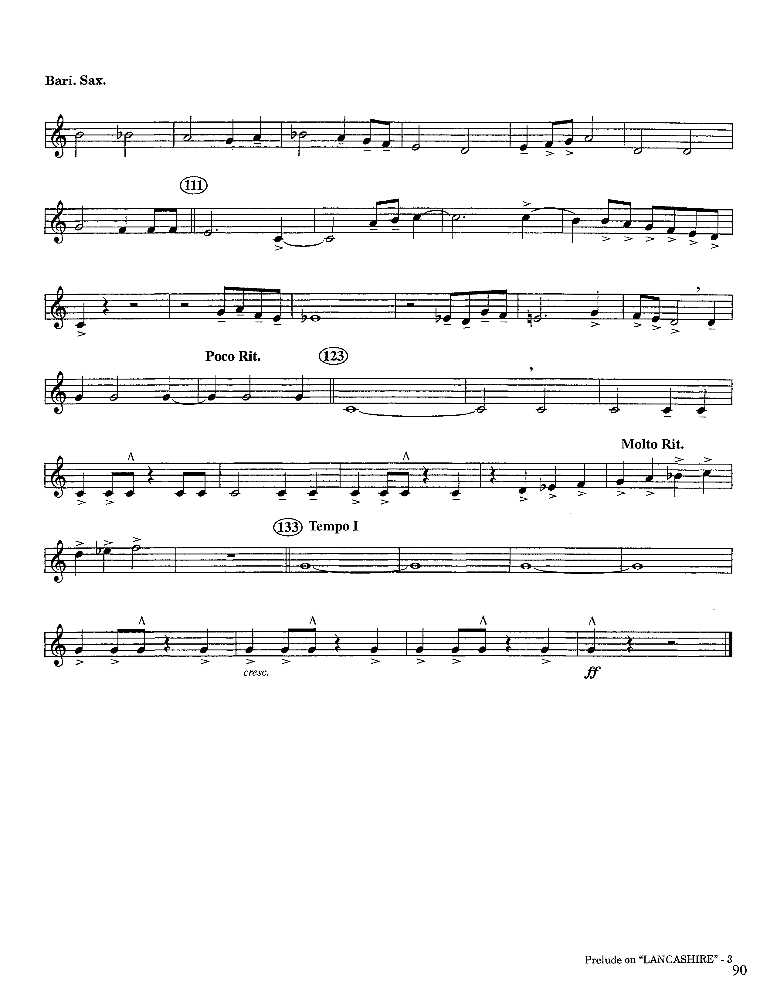 Prelude On Lancashire (Instrumental) Bari Sax (Lifeway Worship / Arr. Steve Dunn)