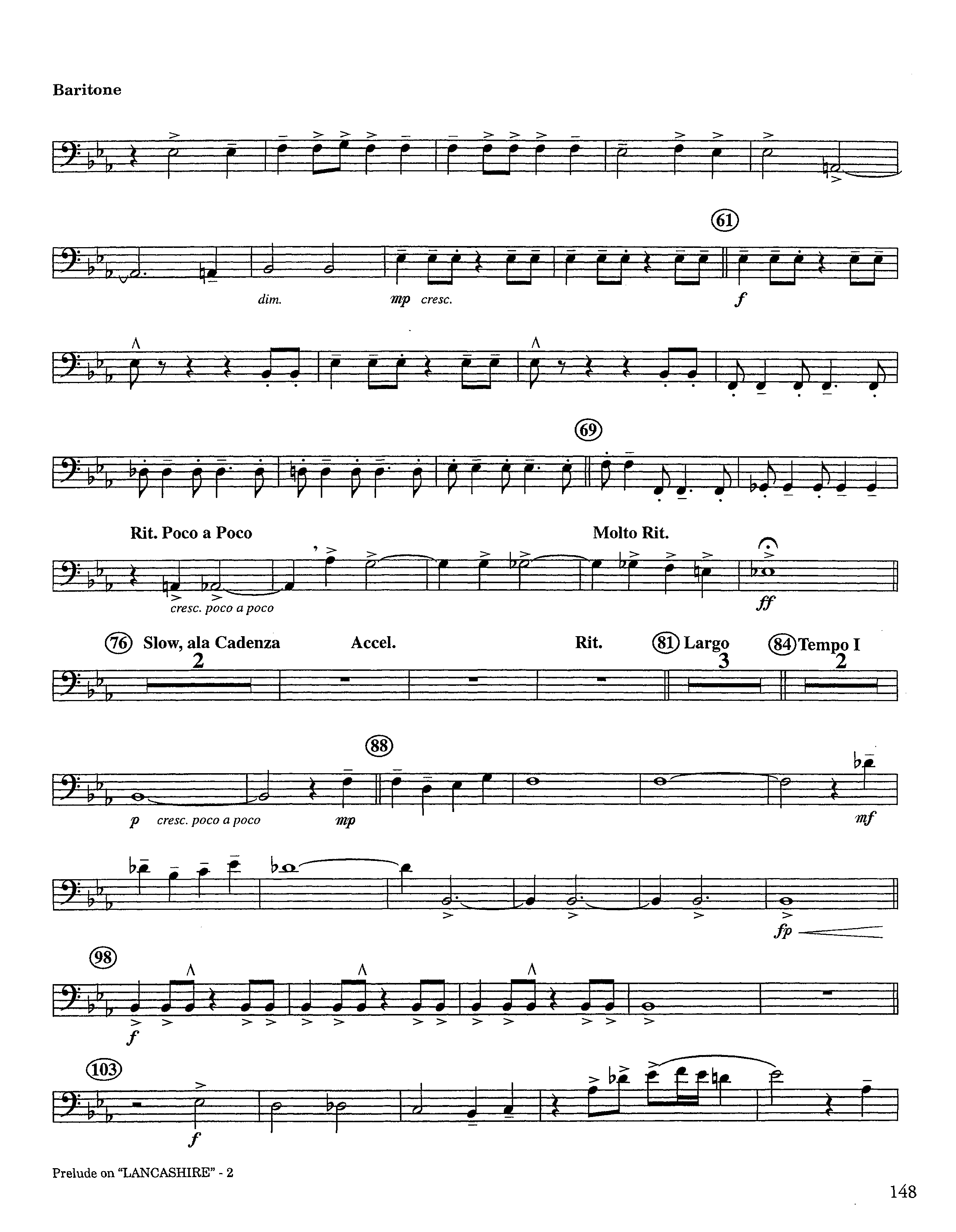 Prelude On Lancashire (Instrumental) Baritone Horn BC (Lifeway Worship / Arr. Steve Dunn)
