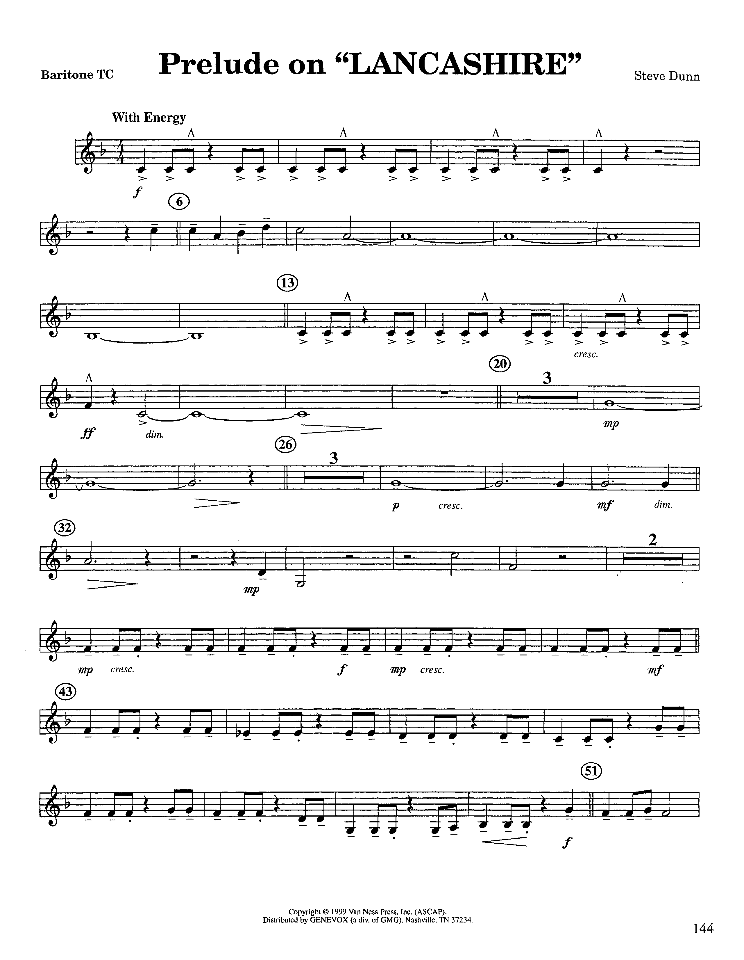 Prelude On Lancashire (Instrumental) Baritone TC (Lifeway Worship / Arr. Steve Dunn)