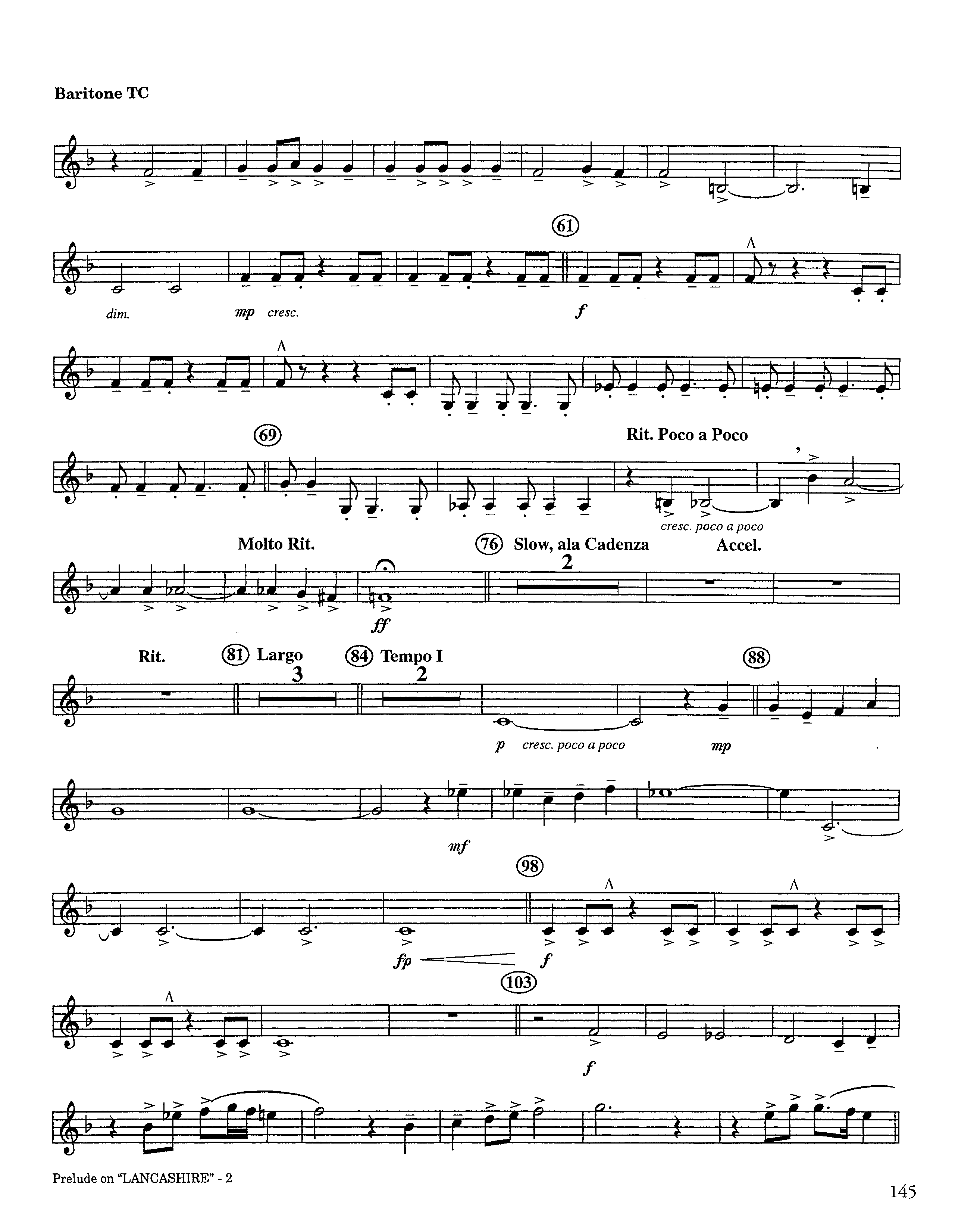 Prelude On Lancashire (Instrumental) Baritone TC (Lifeway Worship / Arr. Steve Dunn)