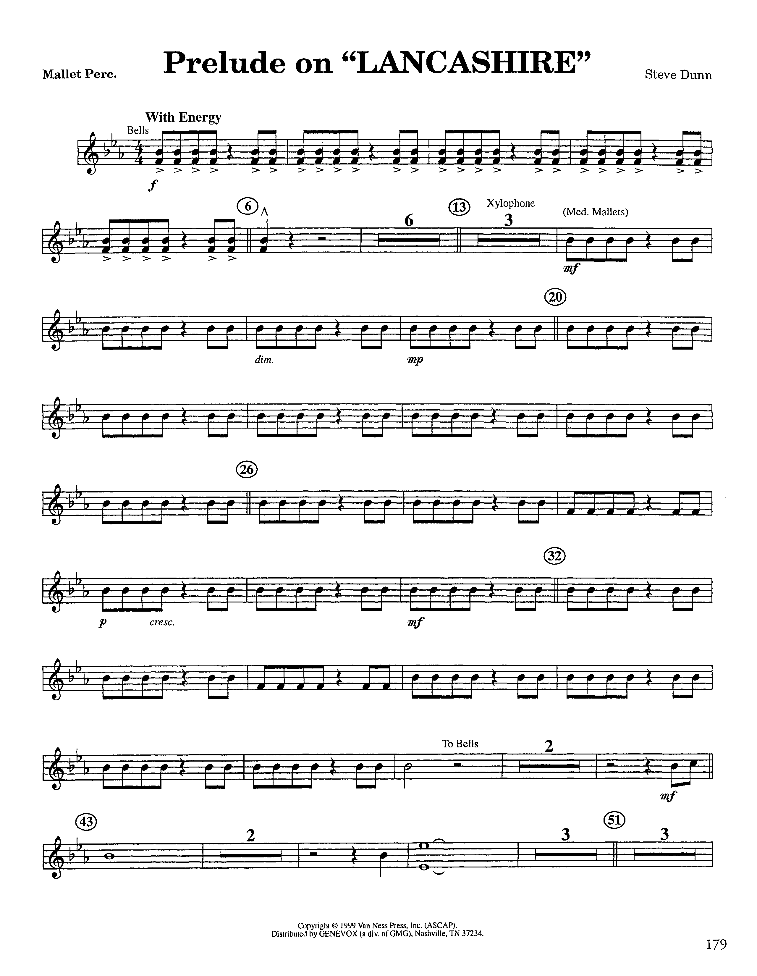 Prelude On Lancashire (Instrumental) Mallets (Lifeway Worship / Arr. Steve Dunn)