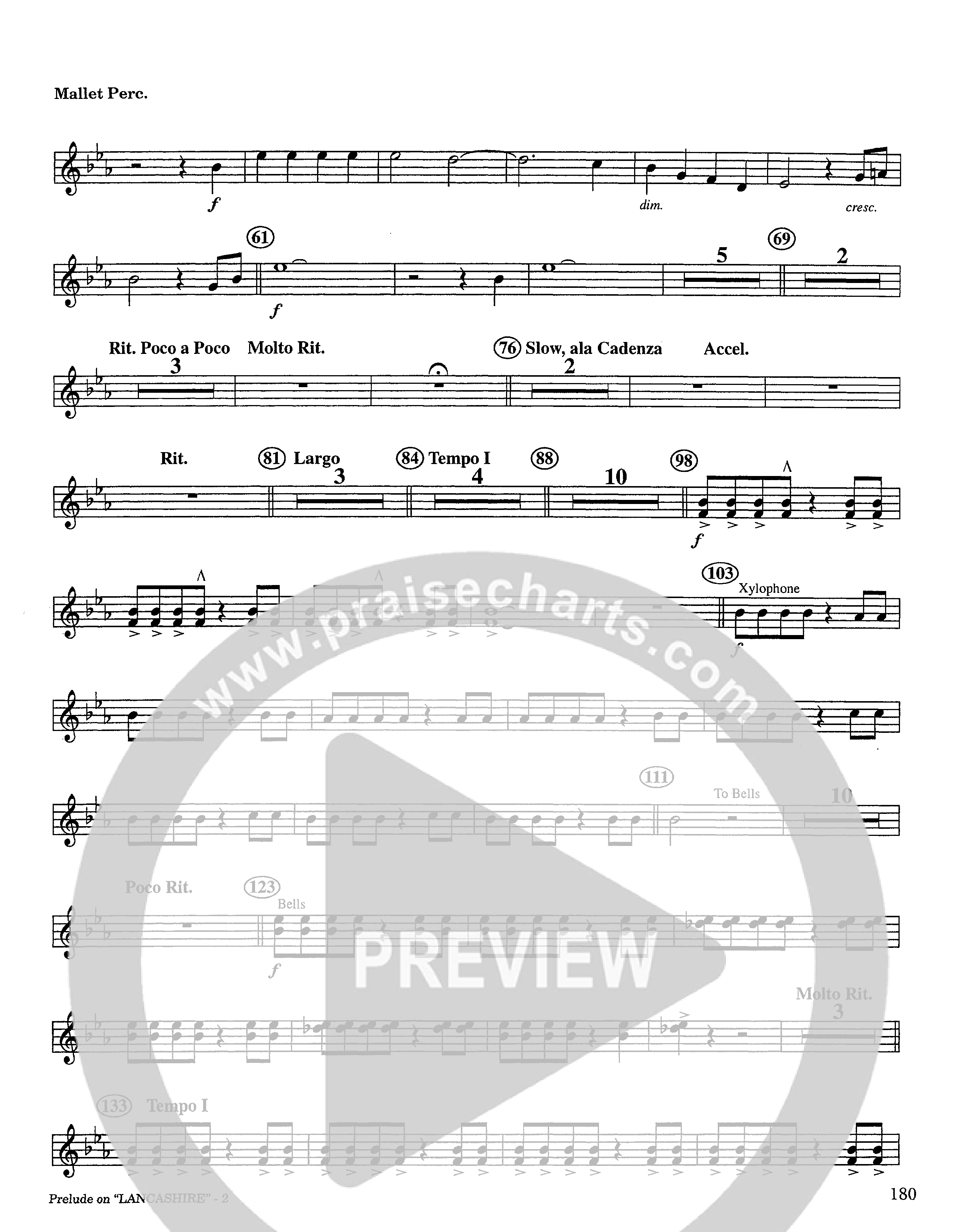 Prelude On Lancashire (Instrumental) Mallets (Lifeway Worship / Arr. Steve Dunn)