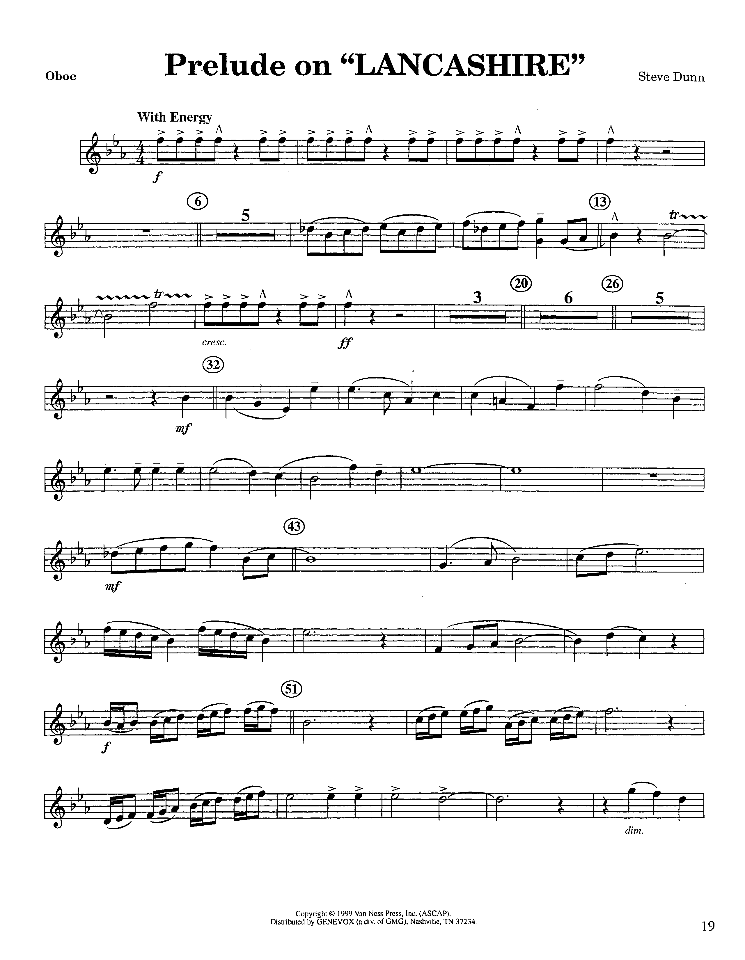 Prelude On Lancashire (Instrumental) Oboe (Lifeway Worship / Arr. Steve Dunn)