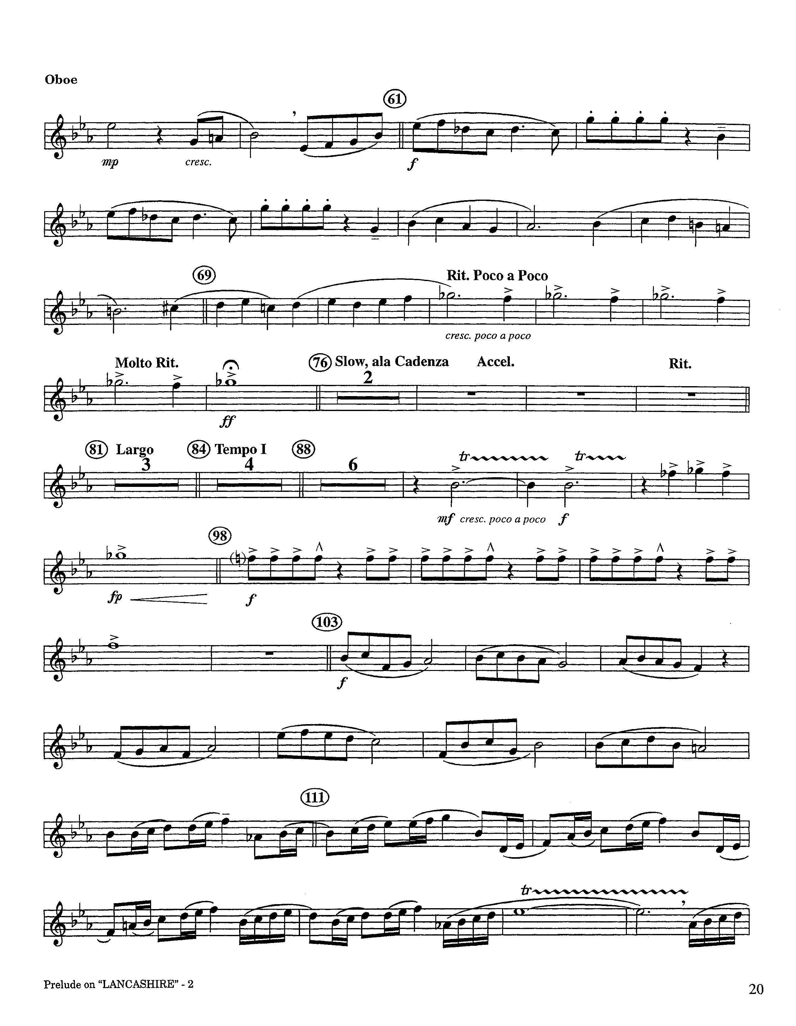 Prelude On Lancashire (Instrumental) Oboe (Lifeway Worship / Arr. Steve Dunn)