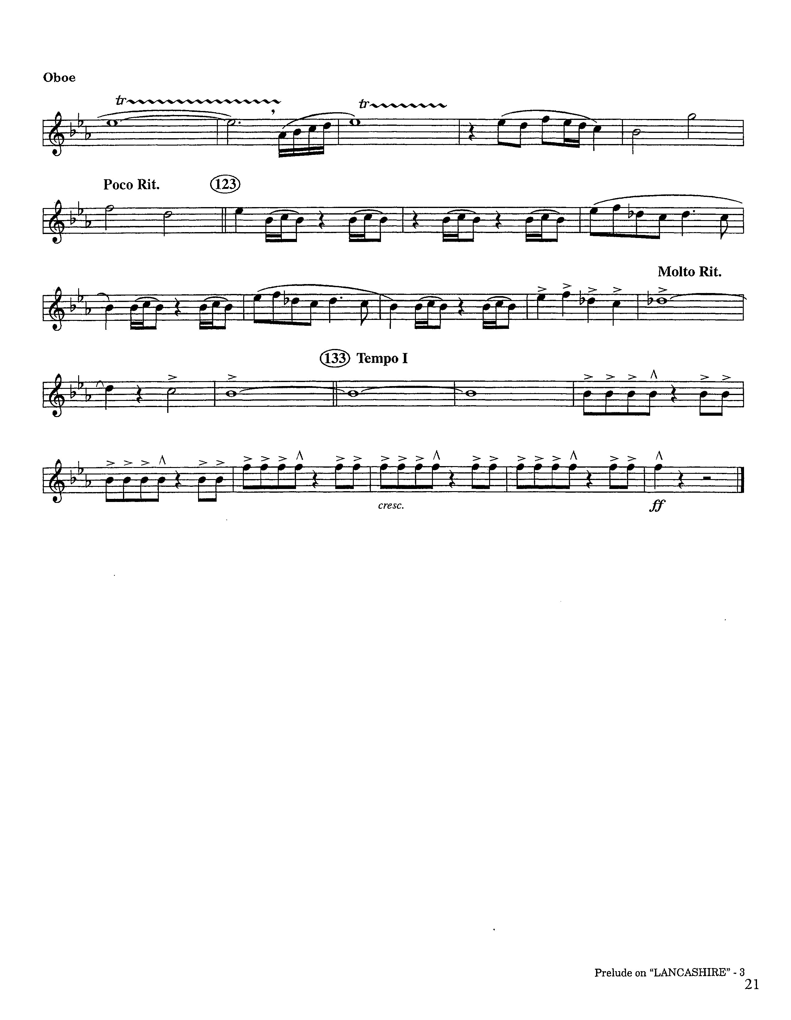 Prelude On Lancashire (Instrumental) Oboe (Lifeway Worship / Arr. Steve Dunn)
