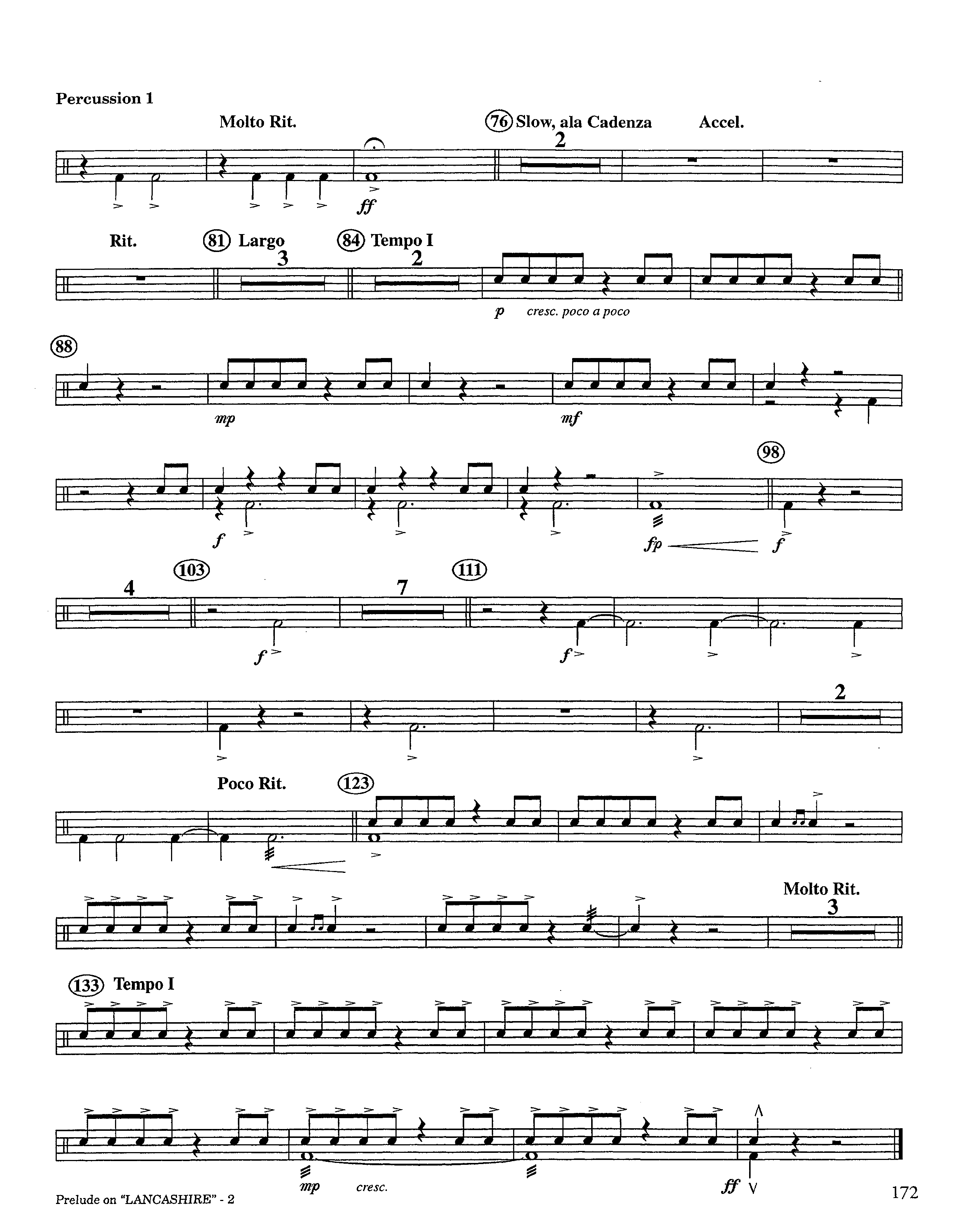 Prelude On Lancashire (Instrumental) Percussion 1/2 (Lifeway Worship / Arr. Steve Dunn)