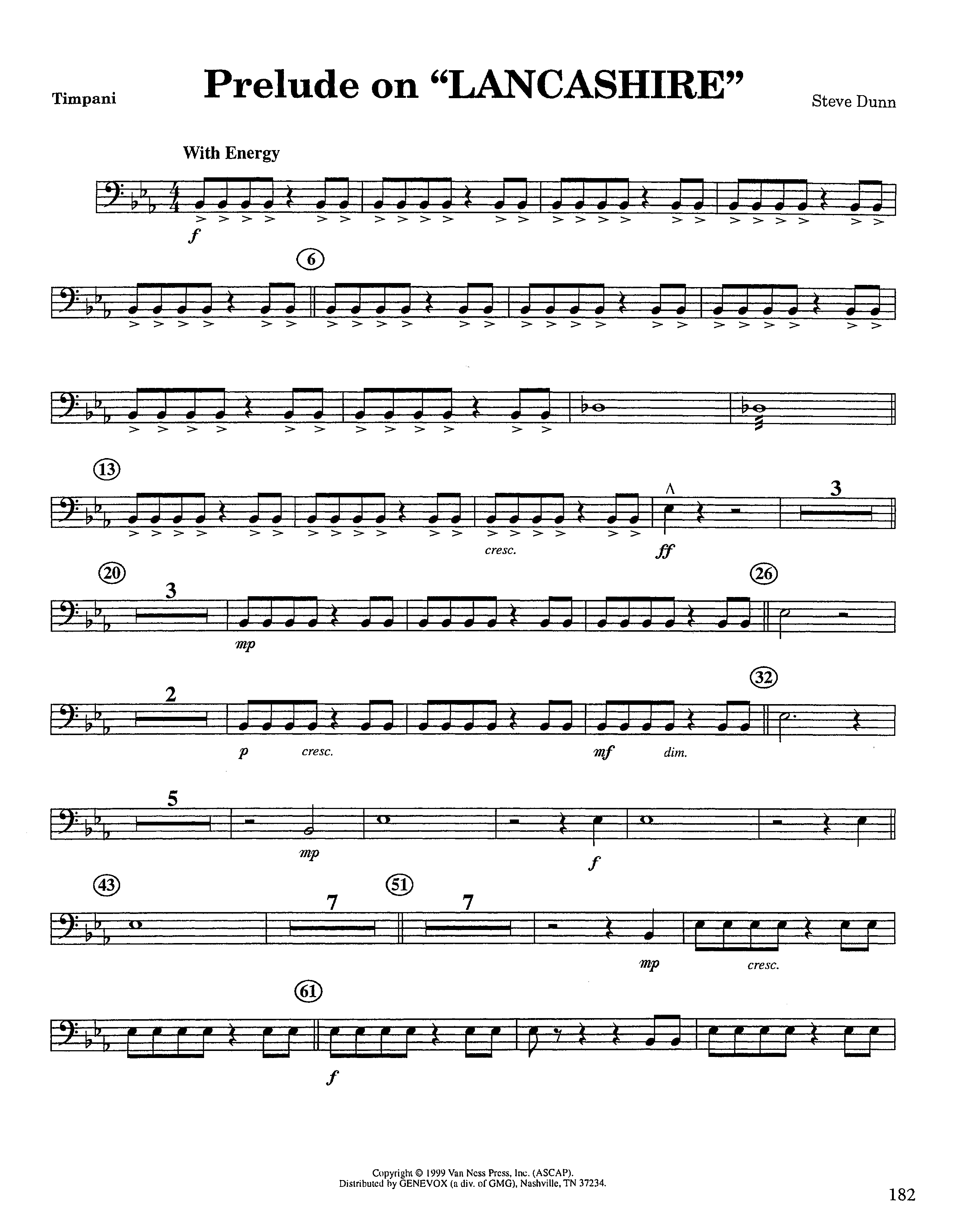 Prelude On Lancashire (Instrumental) Timpani (Lifeway Worship / Arr. Steve Dunn)