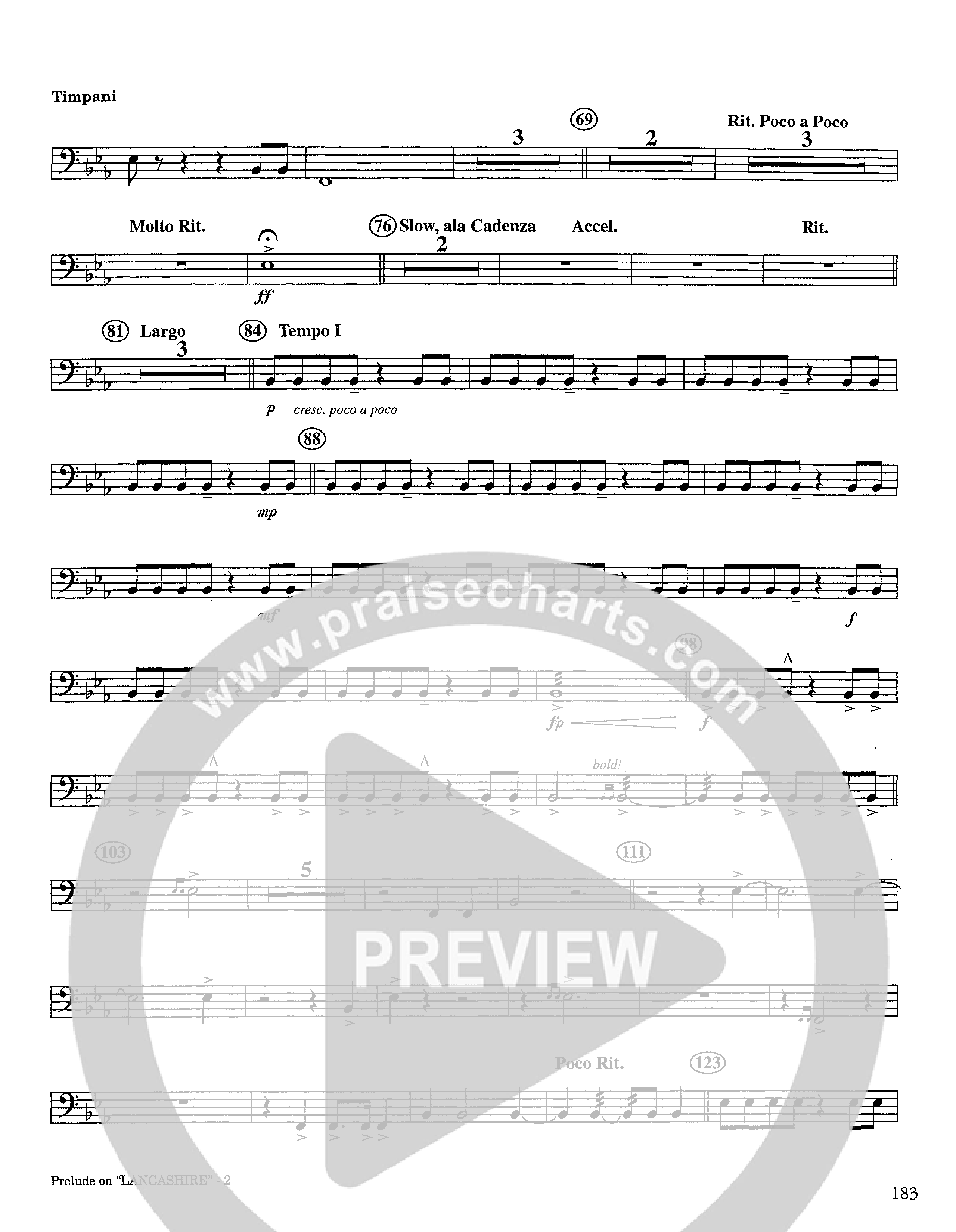 Prelude On Lancashire (Instrumental) Timpani (Lifeway Worship / Arr. Steve Dunn)